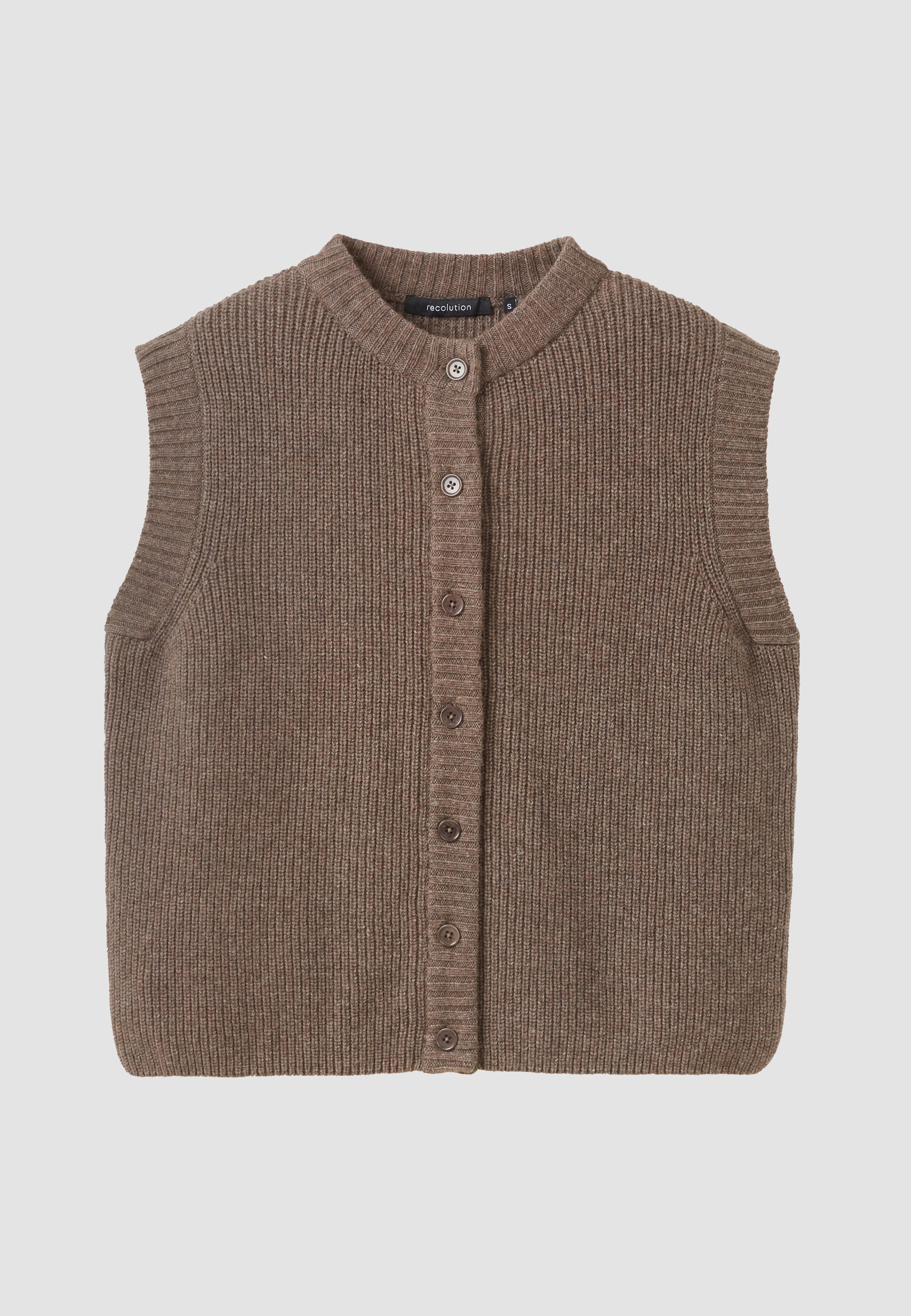 Recolution Goji gilet donna marrone lana bio