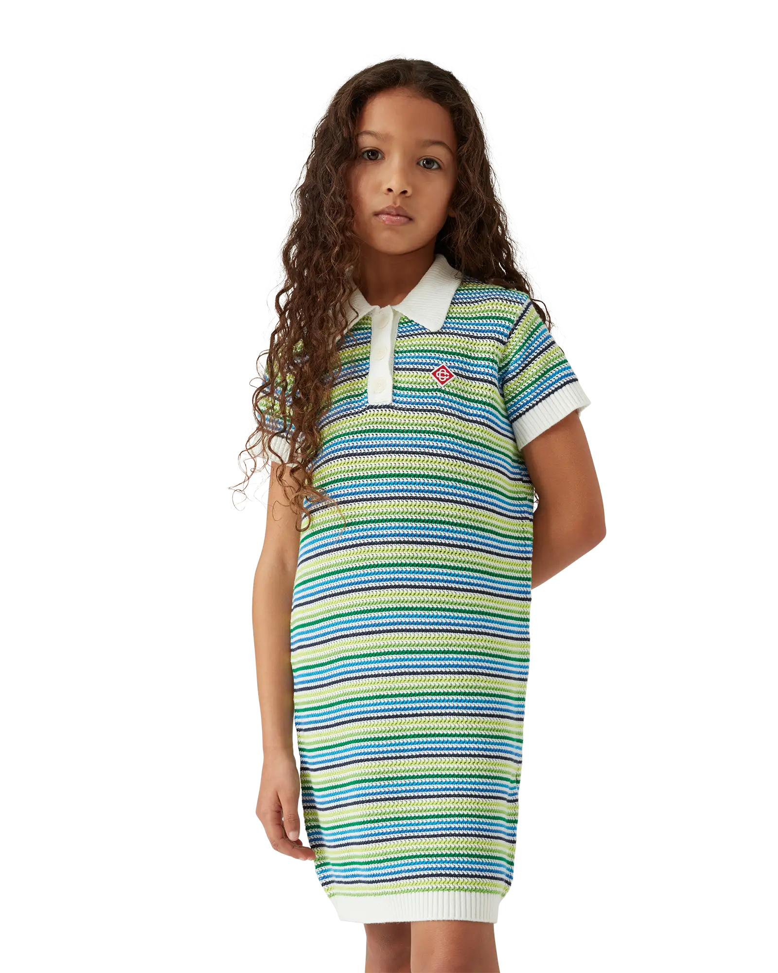 Casablanca Stripe abito bambina verde cotone
