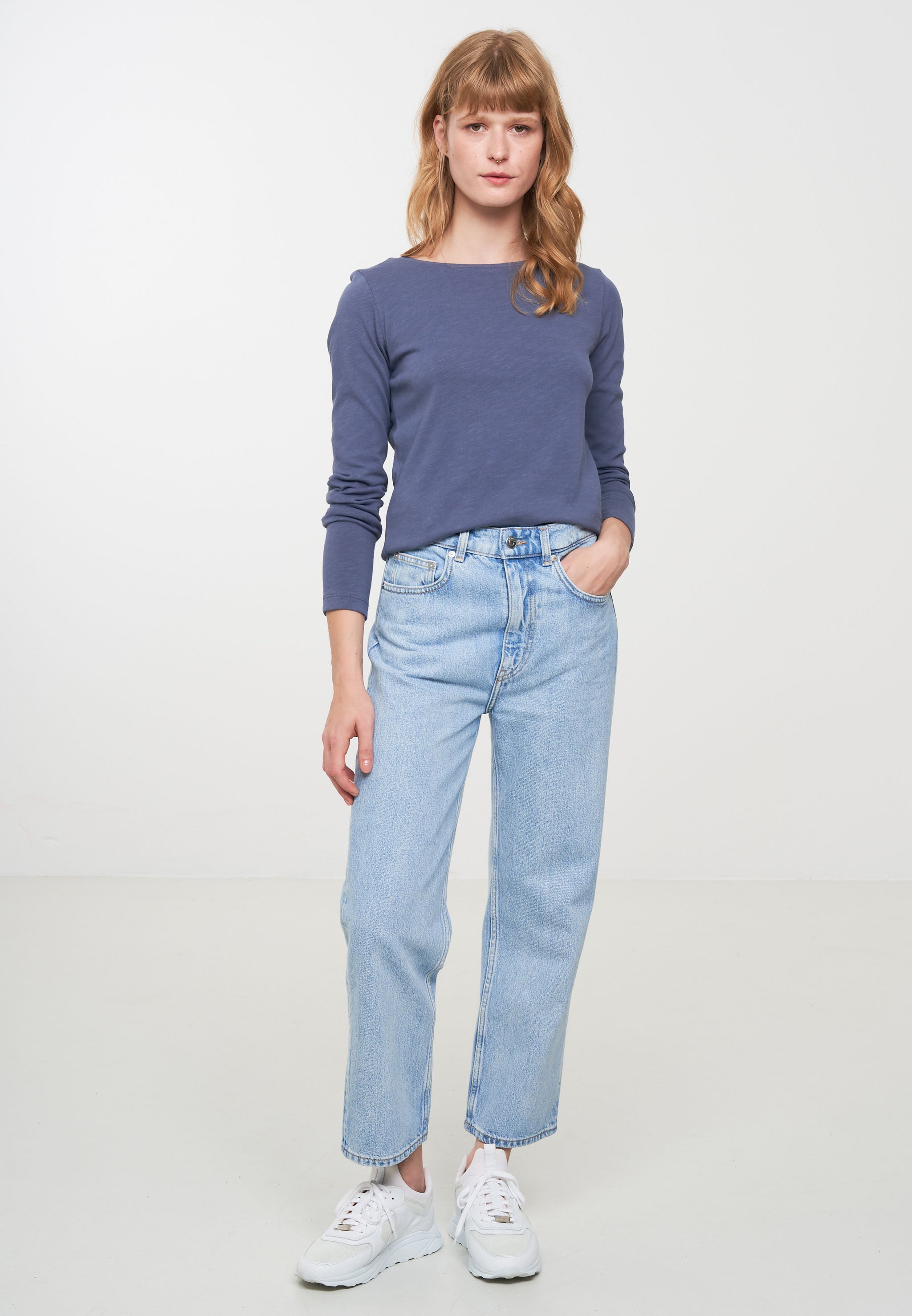 Recolution Iris maglia manica lunga azzurro cotone bio