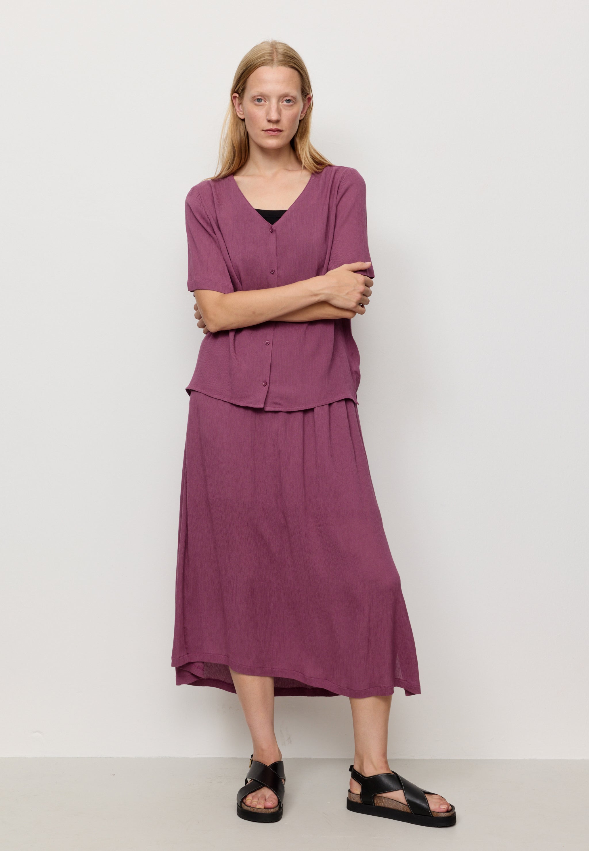 Recolution Spirea blusa bordeaux manica corta viscosa