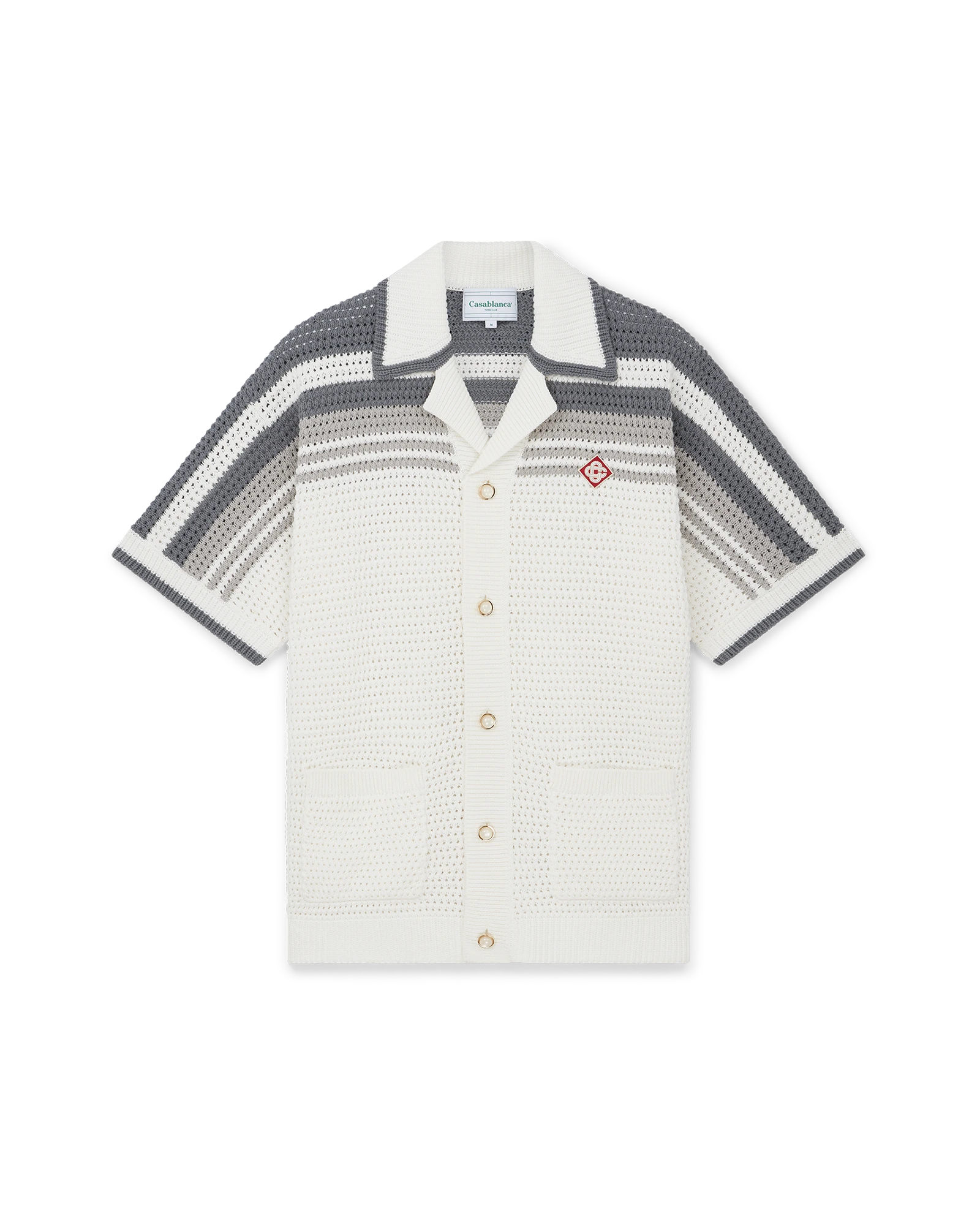 Casablanca Tennis Crochet camicia crochet bianca cotone