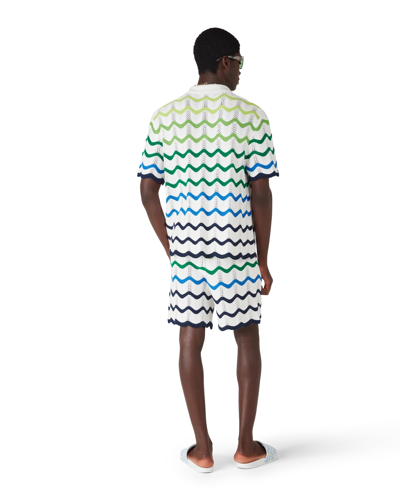 Casablanca Wave Knit shorts cotone verde bianco