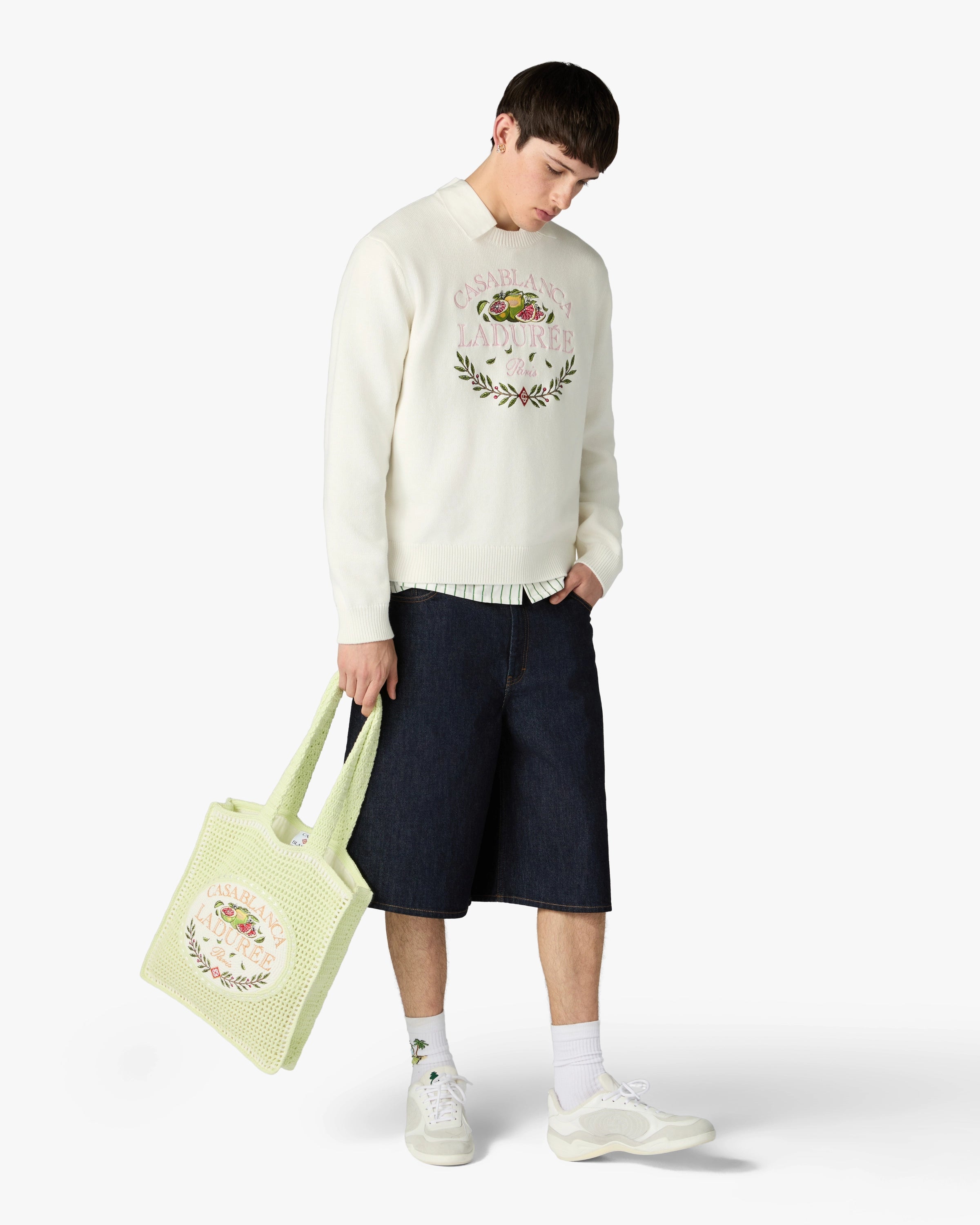 Casablanca Laduree maglione unisex crema cotone ricamato