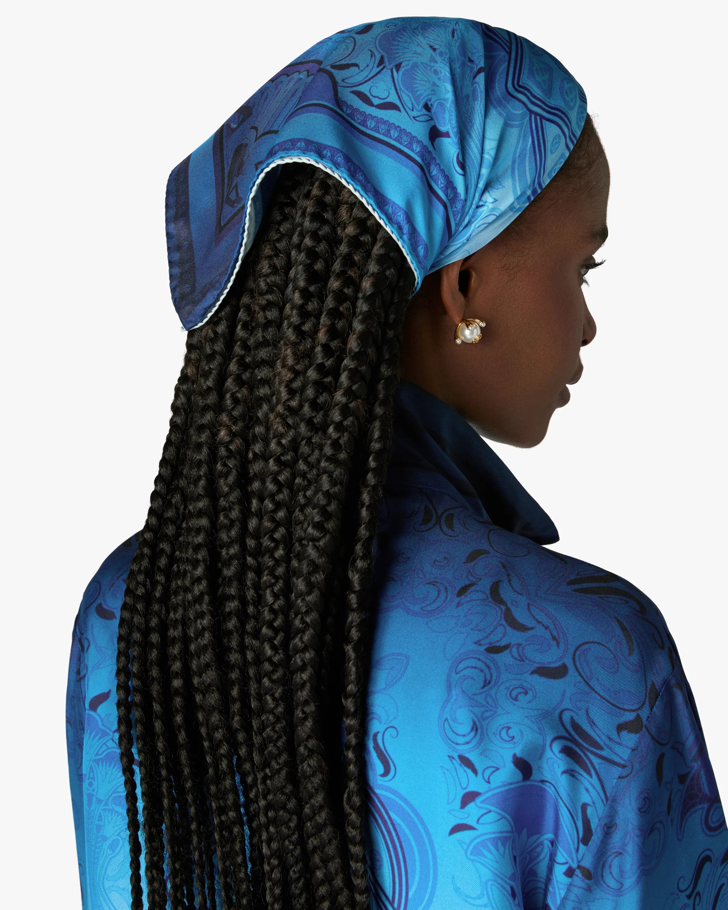 Casablanca Egyptian Rug foulard seta blu 52x52