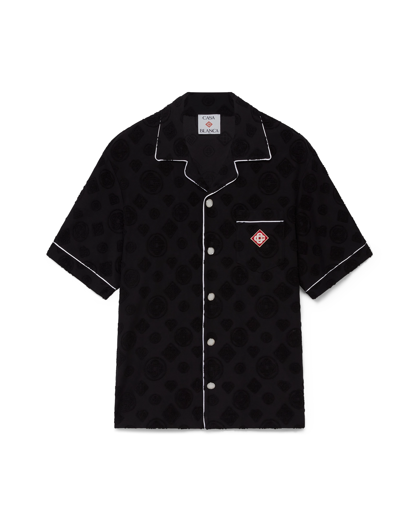 Casablanca Monogram camicia uomo nera spugna