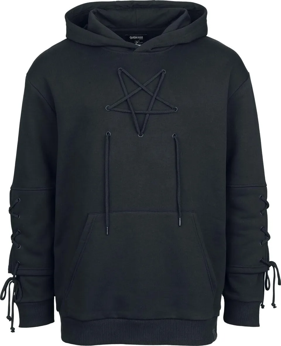 Gothicana by EMP Felpa Uomo Nera Cappuccio Pentagramma