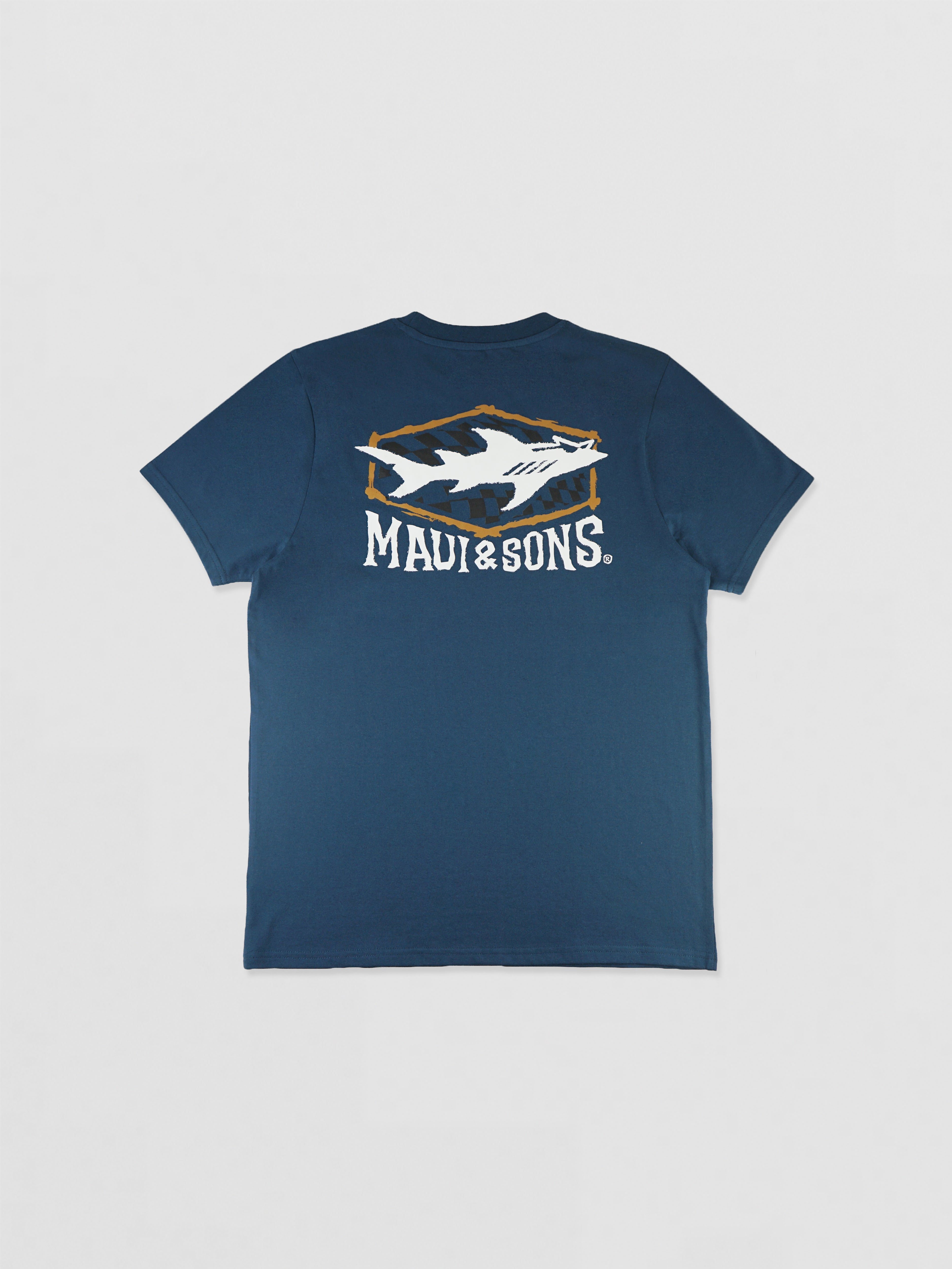 Maui and Sons Straight On maglietta blu squalo cotone