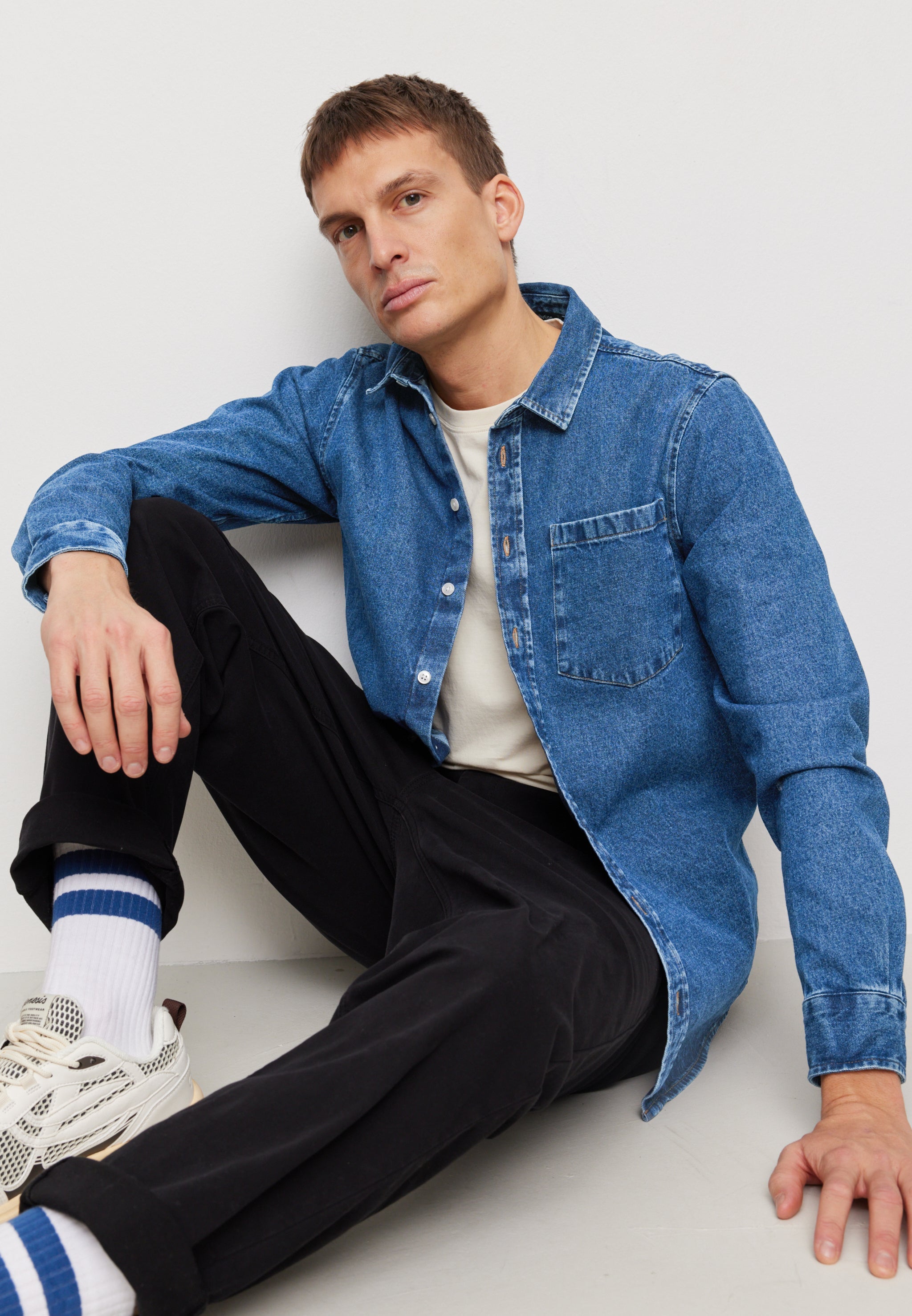 Recolution Currant camicia denim blu cotone bio