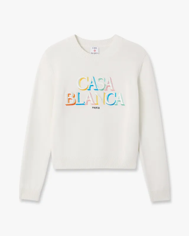 Casablanca Stacked Logo maglione crema lana merino