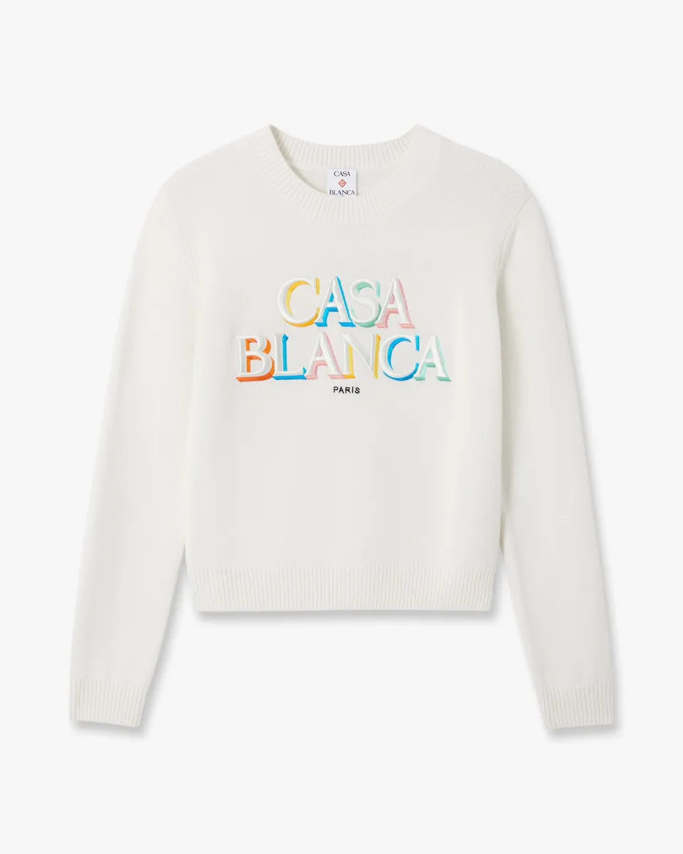 Casablanca Stacked Logo maglione crema lana merino