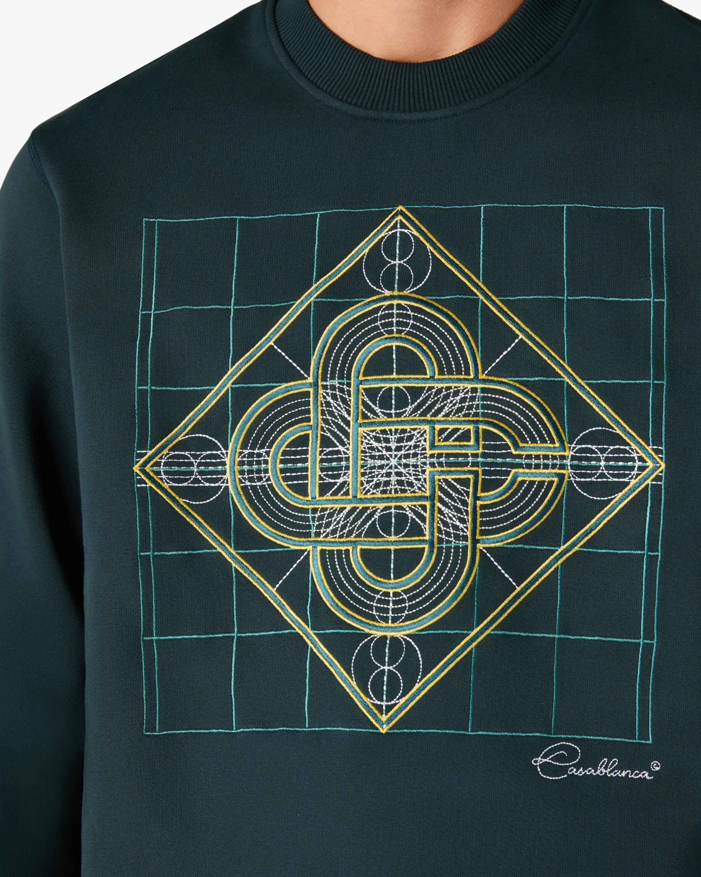 Casablanca Logo Geometrie Sacree Felpa Verde Cotone