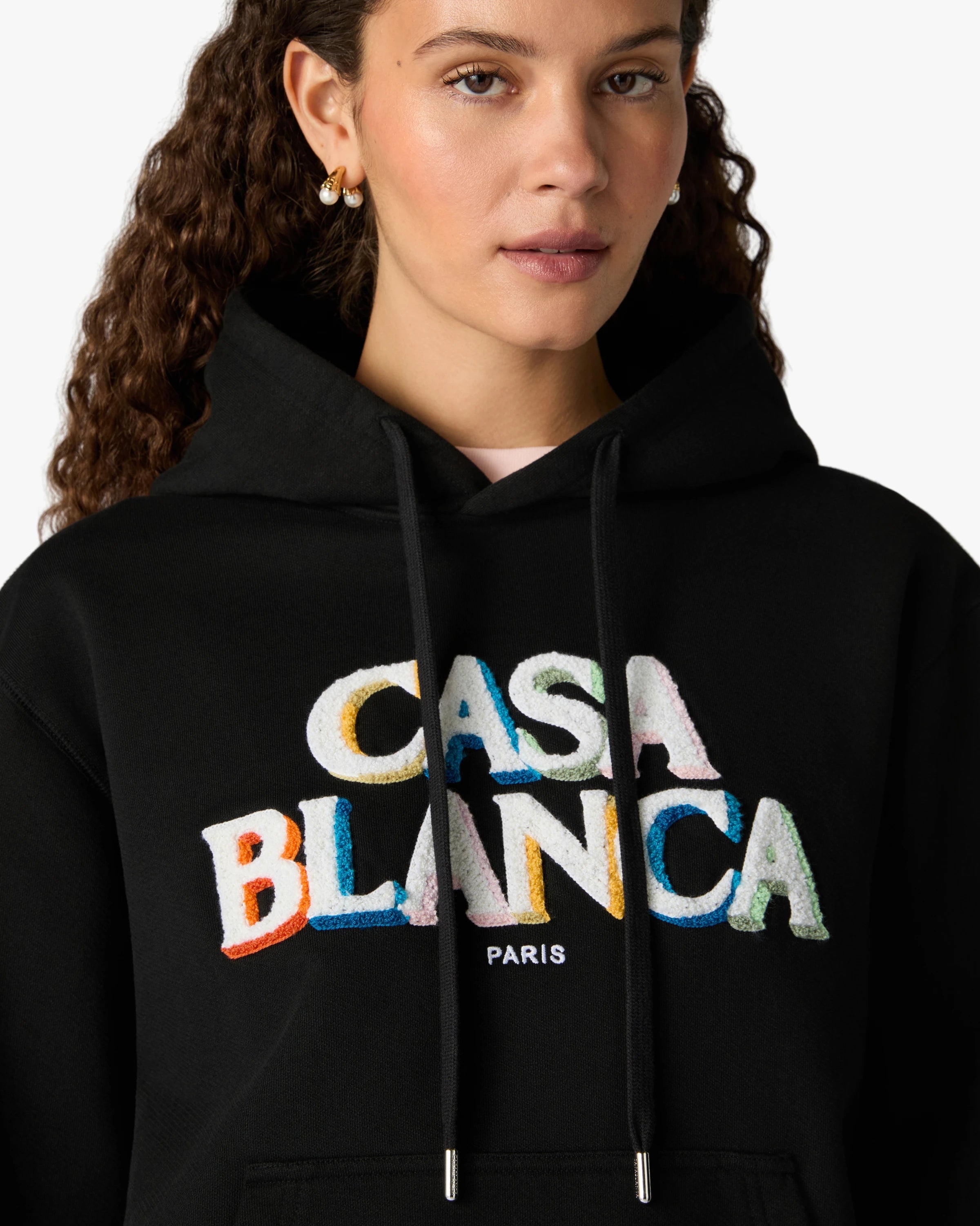 Casablanca Stacked Logo felpa cappuccio nero