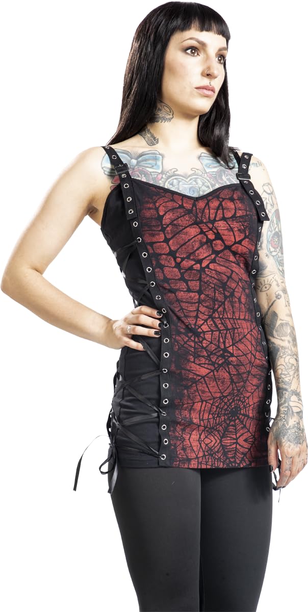 Gothicana by EMP top nero borchie allacciatura XXL