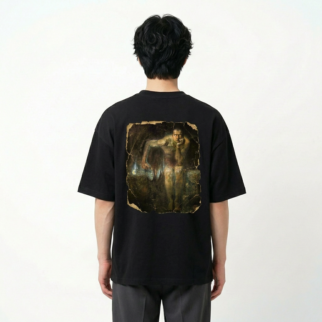 Seetees Luzifer t-shirt fronte retro grafica arte taglia vera