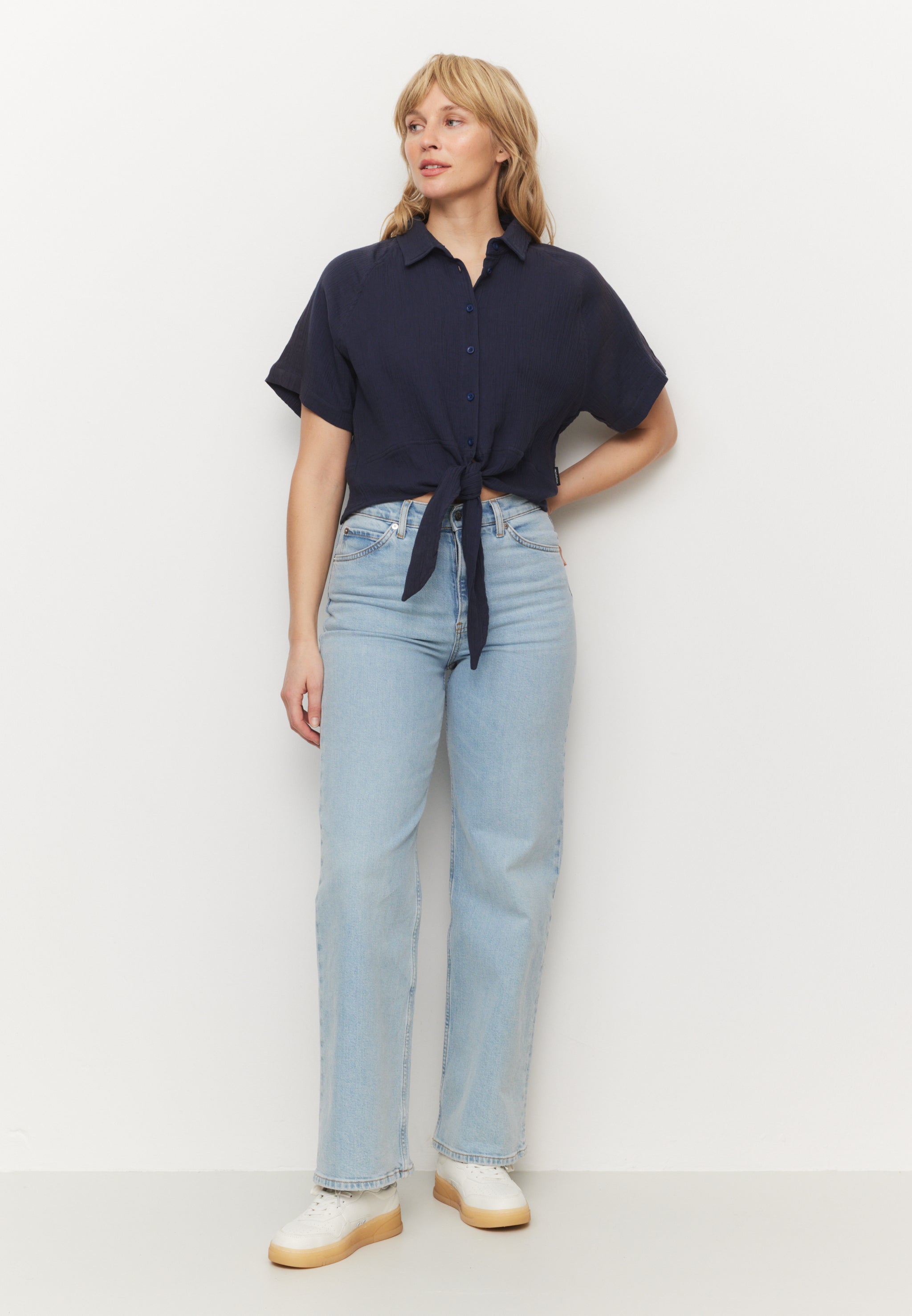 Recolution Tulip Blusa Mussola Cotone Bio Blu Navy