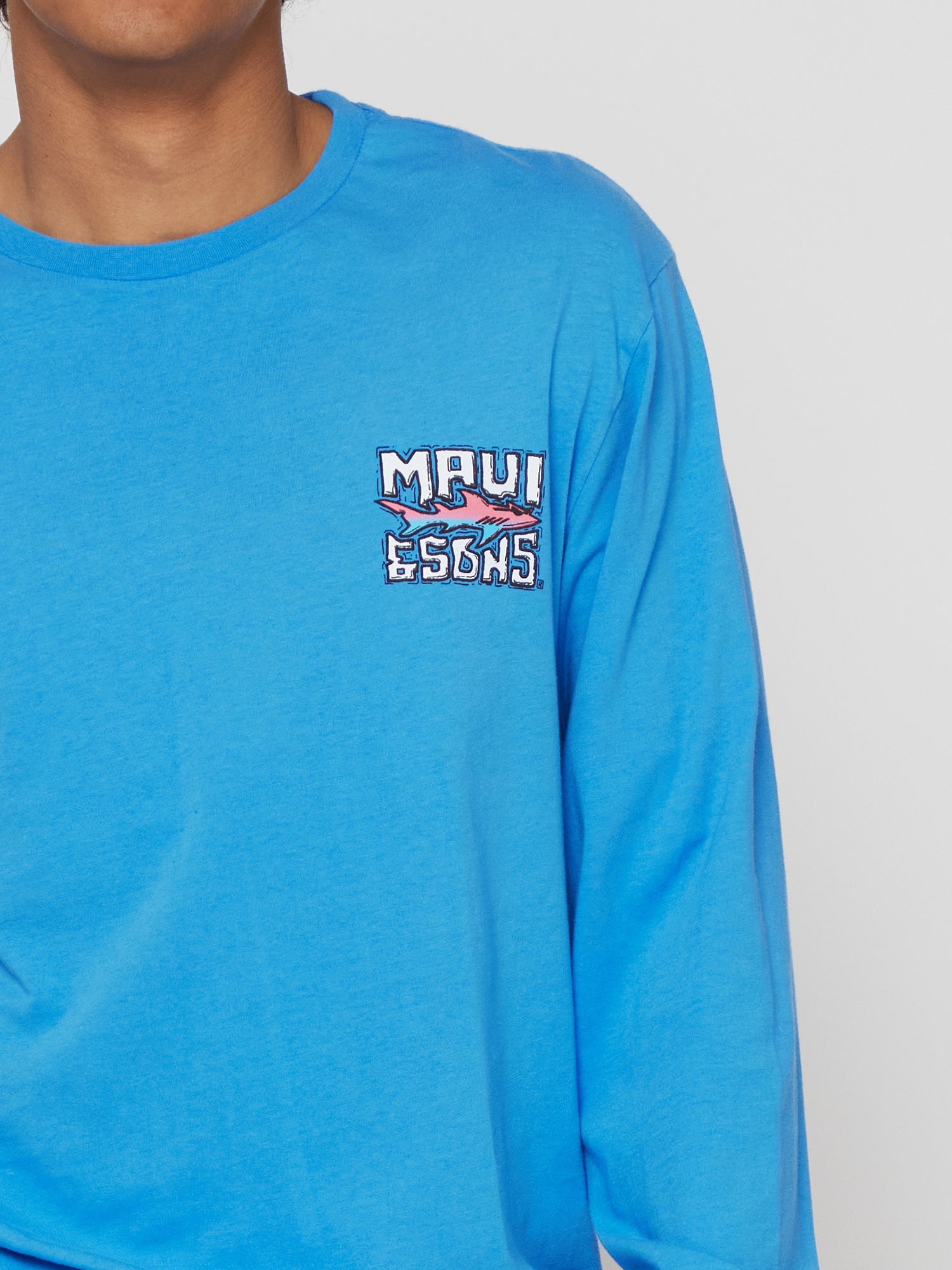 Maui and Sons Booyah Long Sleeve Maglia Azzurra Cotone