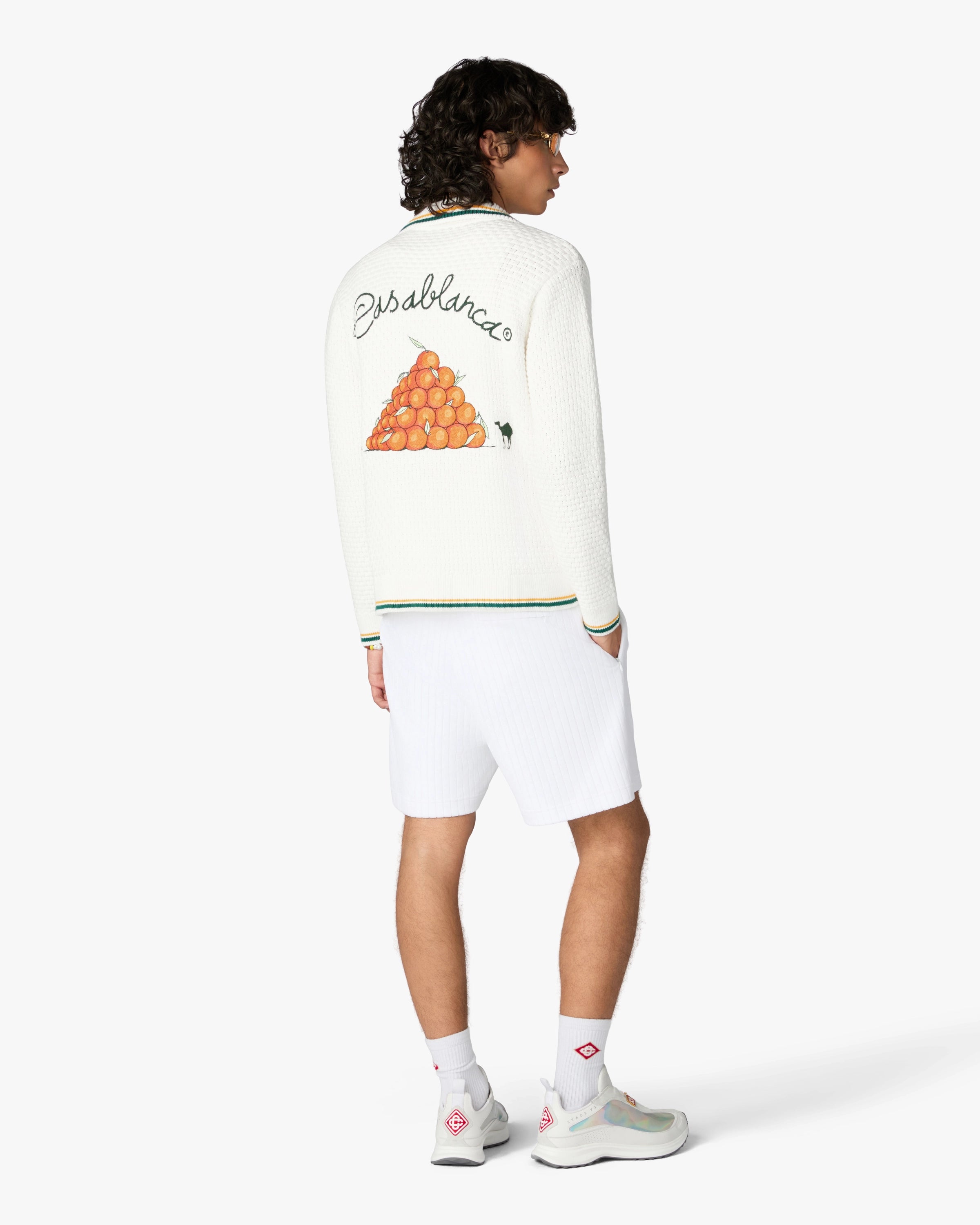 Casablanca Pyramid of Oranges cardigan crochet bianco