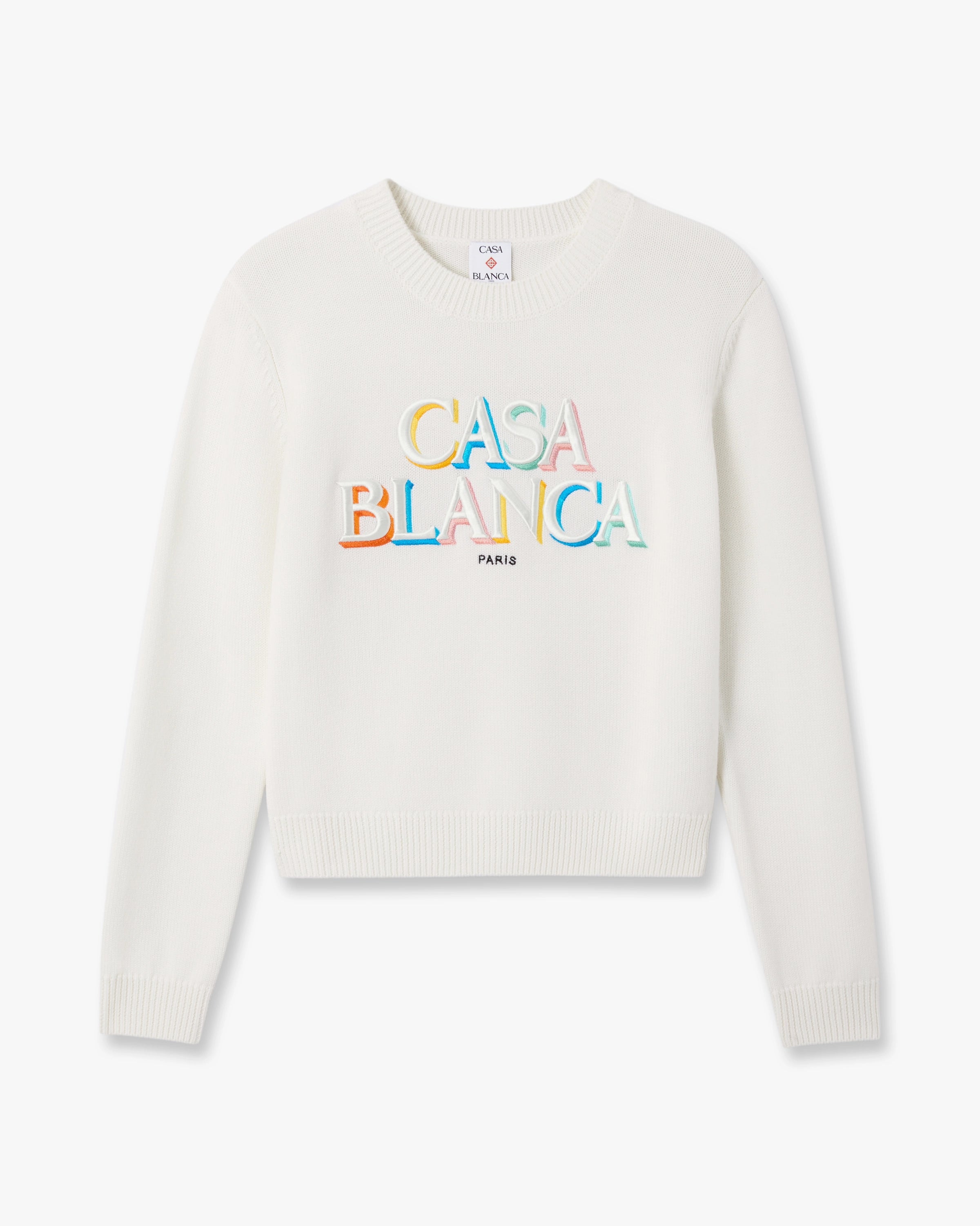 Casablanca Stacked Logo maglione crema lana merino