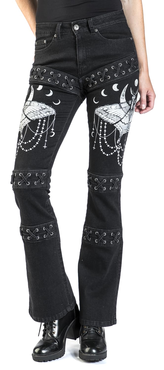 Gothicana by EMP Jeans Neri Allacciati 30W/32L Gotici
