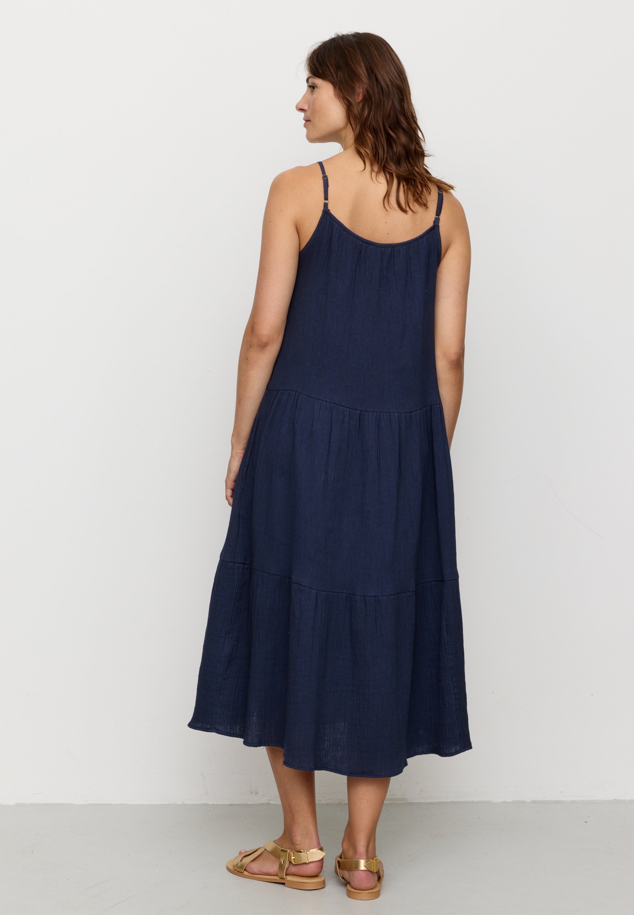 Recolution Felicia vestito mussola cotone bio navy