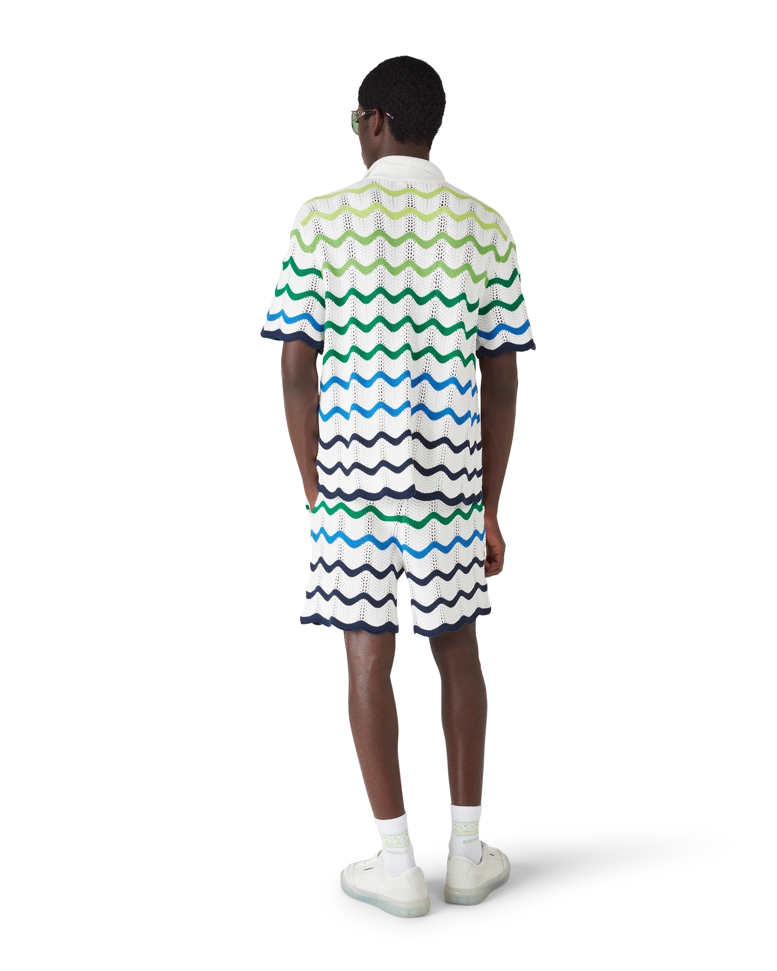 Casablanca Wave Knit shorts cotone verde bianco