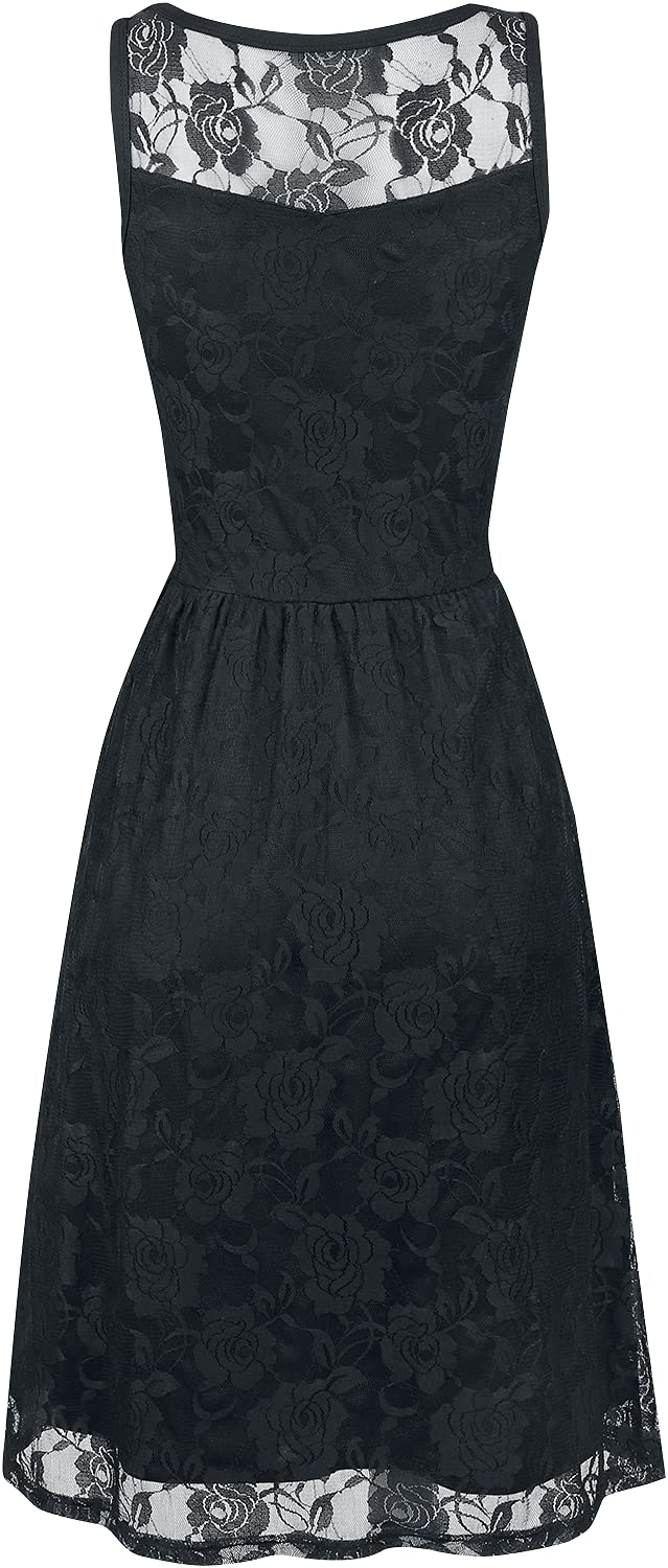 Gothicana by EMP abito donna nero pizzo floreale