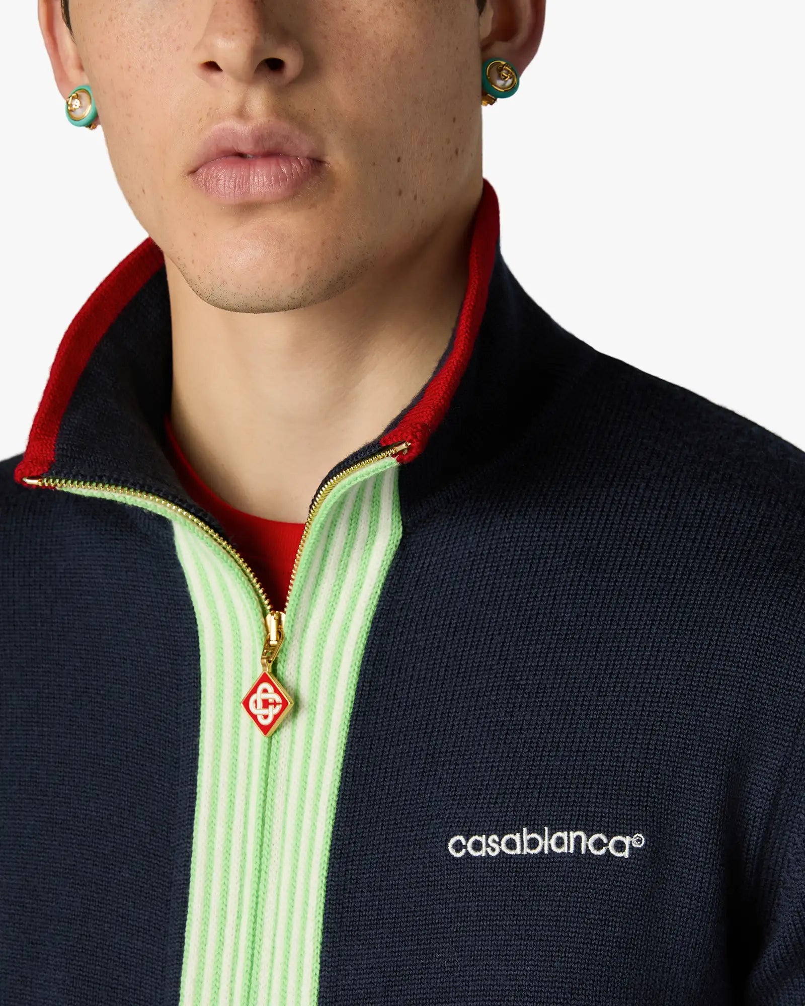 Casablanca Merino Track Giacca Blu Lana Merino