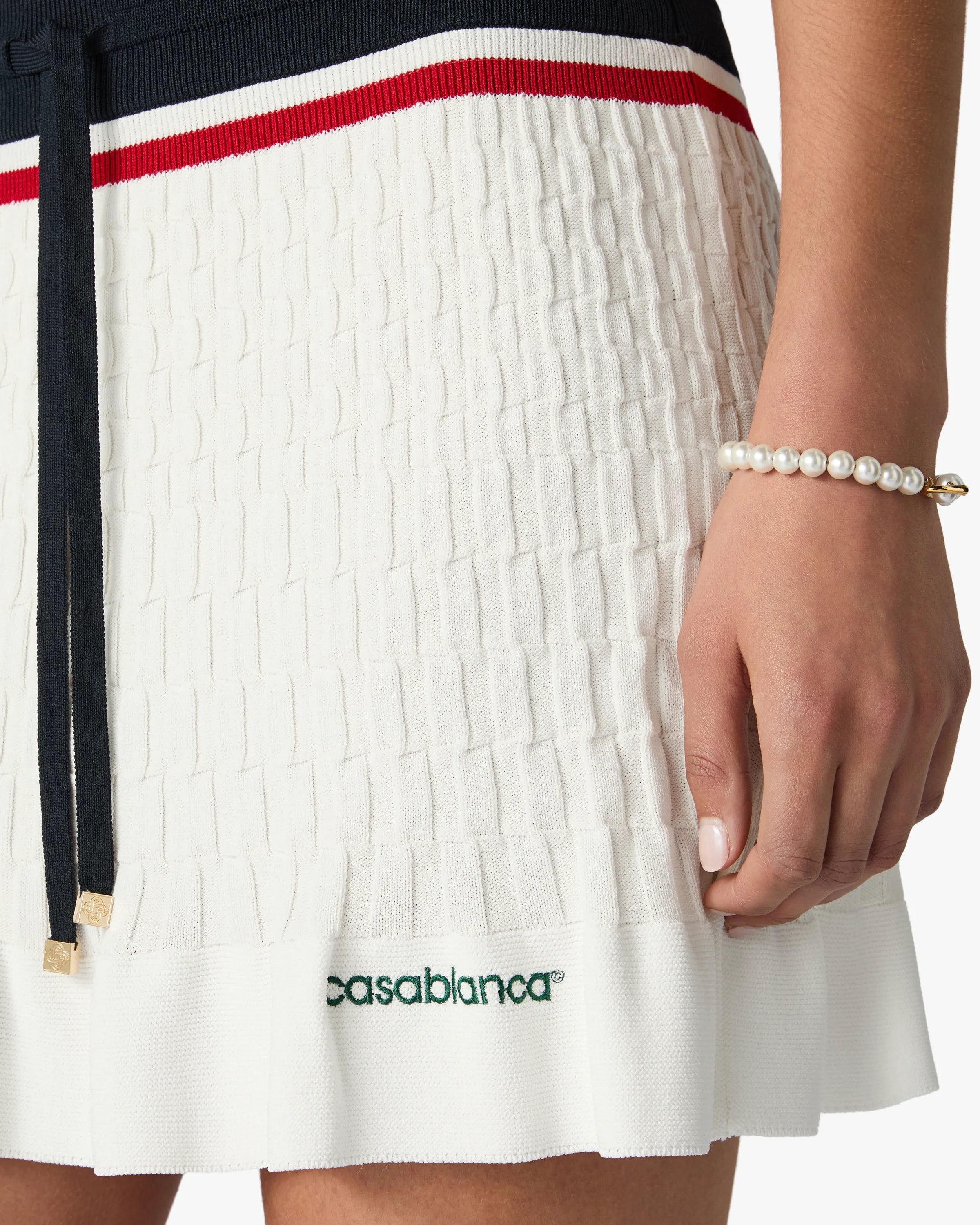 Casablanca Tennis minigonna crema navy maglia