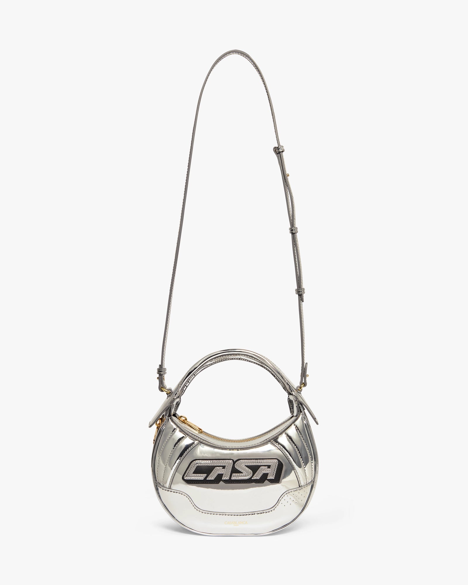 Casablanca Biker borsa argento pelle tracolla