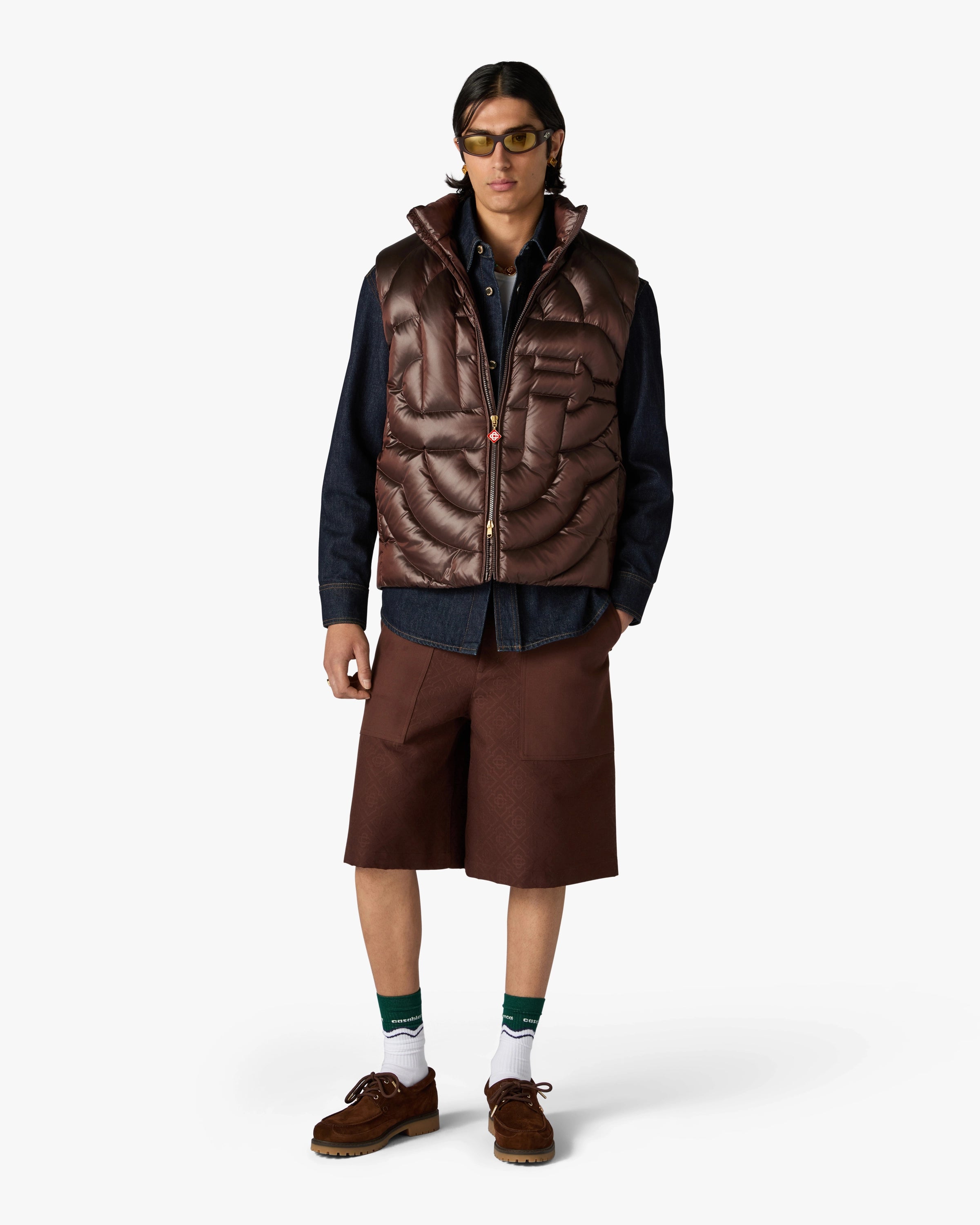 Casablanca Diamond Monogram gilet imbottito piumino marrone