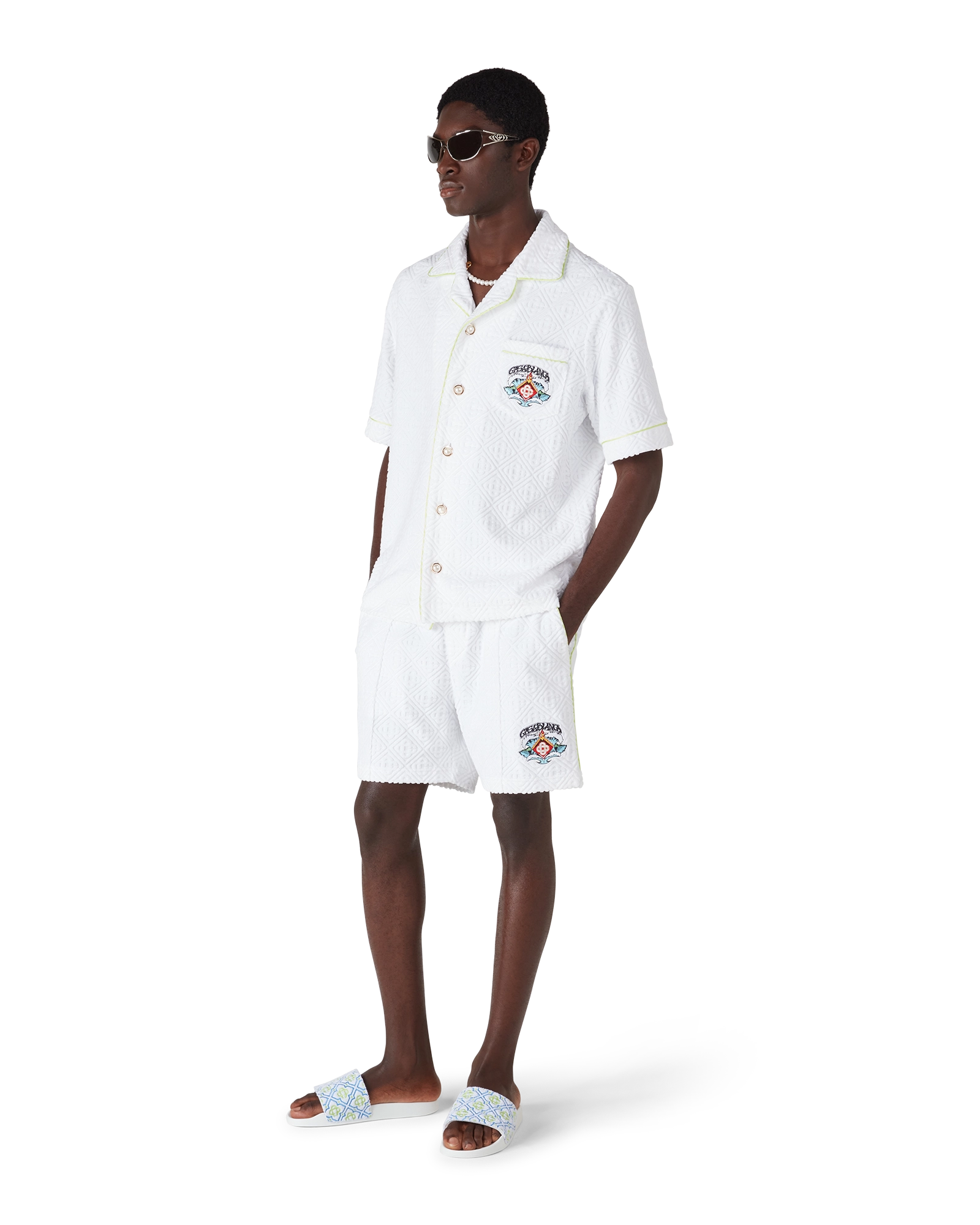 Casablanca shorts uomo bianchi spugna monogram