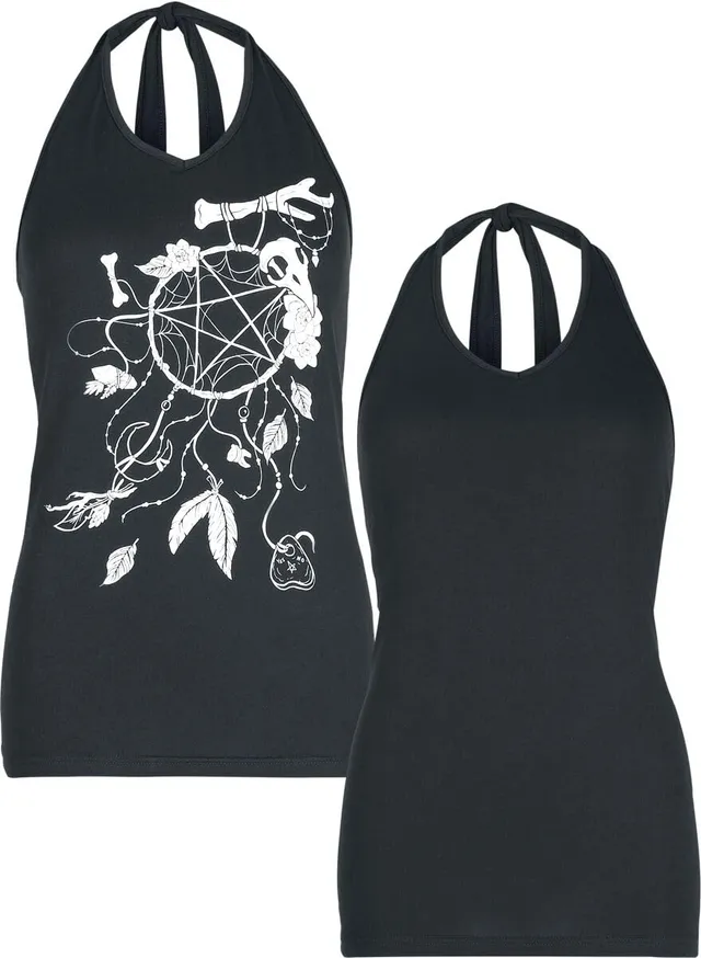 Gothicana by EMP Top Nero 2 Pezzi Stampa Acchiappasogni