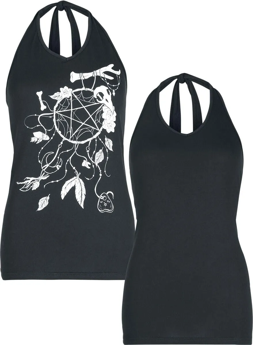 Gothicana by EMP Top Nero 2 Pezzi Stampa Acchiappasogni