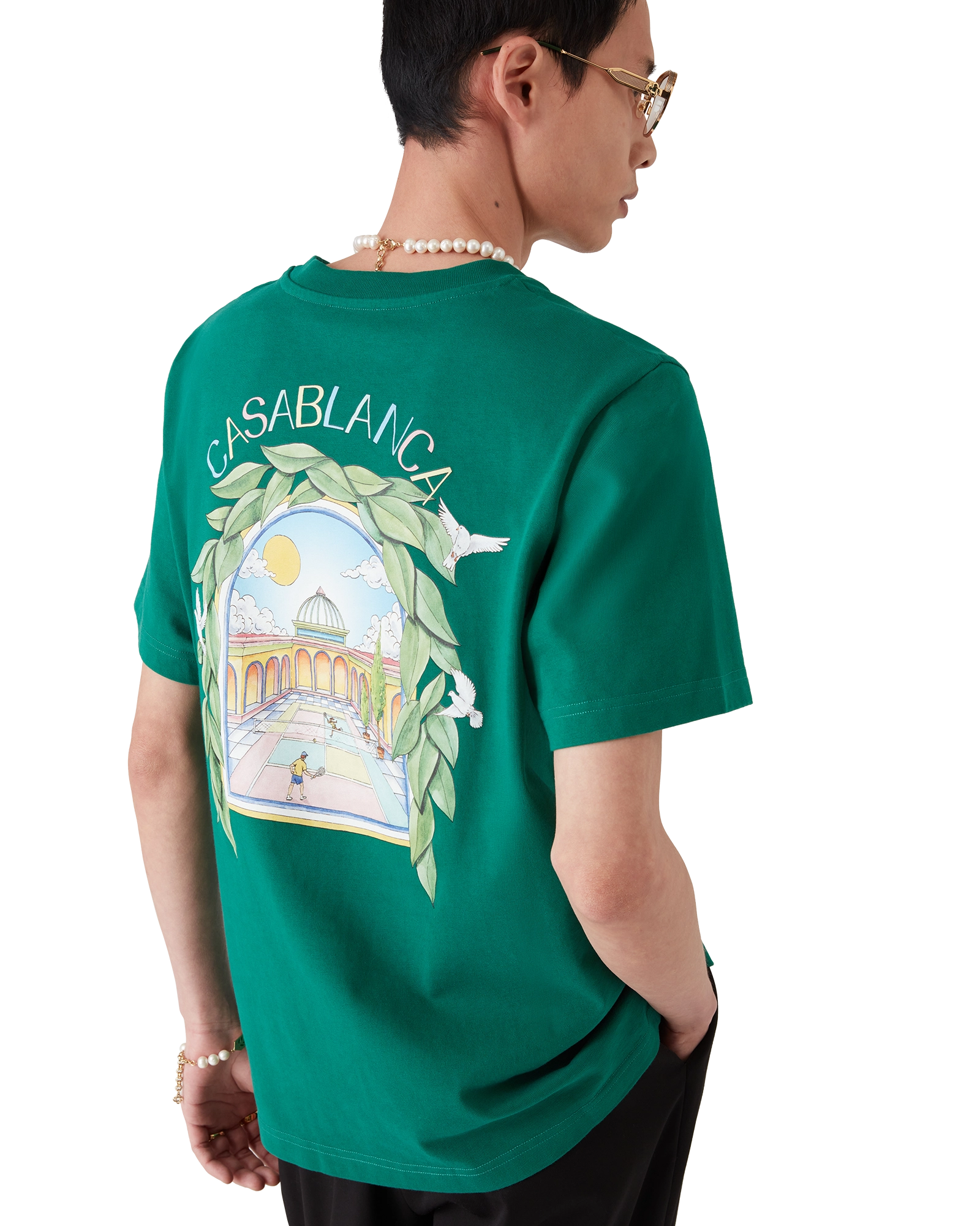 Casablanca L'Arche De Tennis t-shirt verde cotone