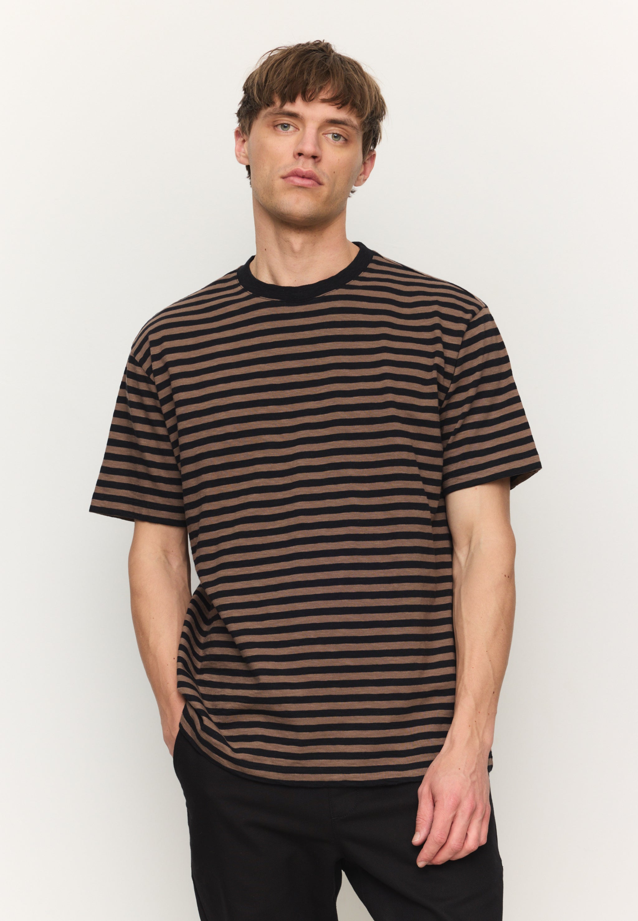 Recolution Delonix Stripes t-shirt marrone cotone bio