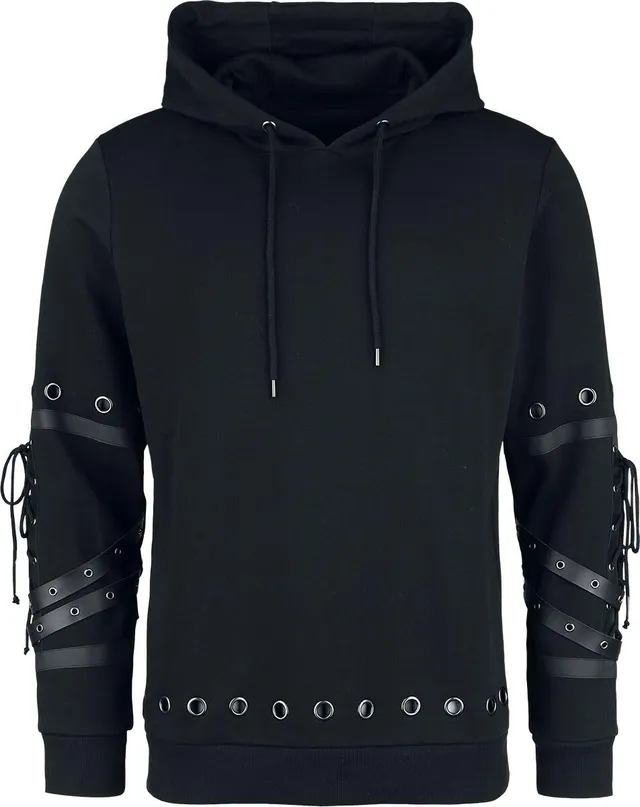 Gothicana by EMP Felpa Cappuccio Nera Borchie Uomo