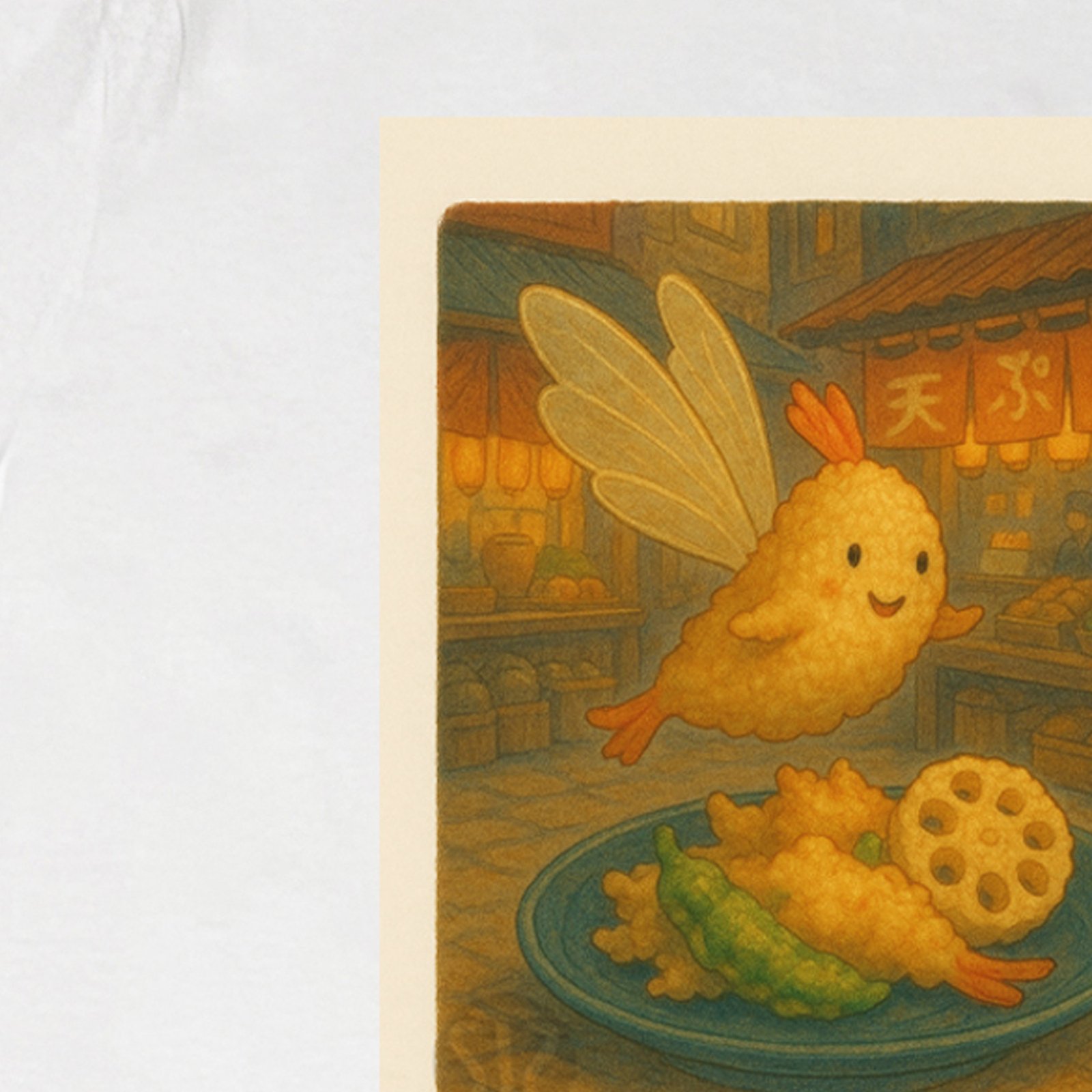 Seetees Tempura volante nel mercato magico t-shirt sushi