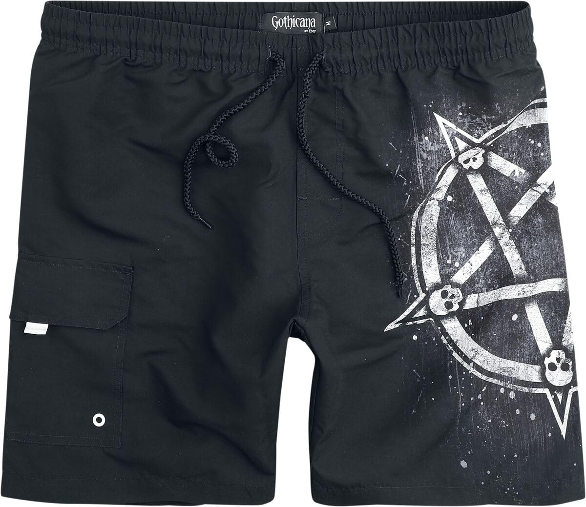 Gothicana by EMP Pantaloncini Mare Neri Stampa Pentagramma