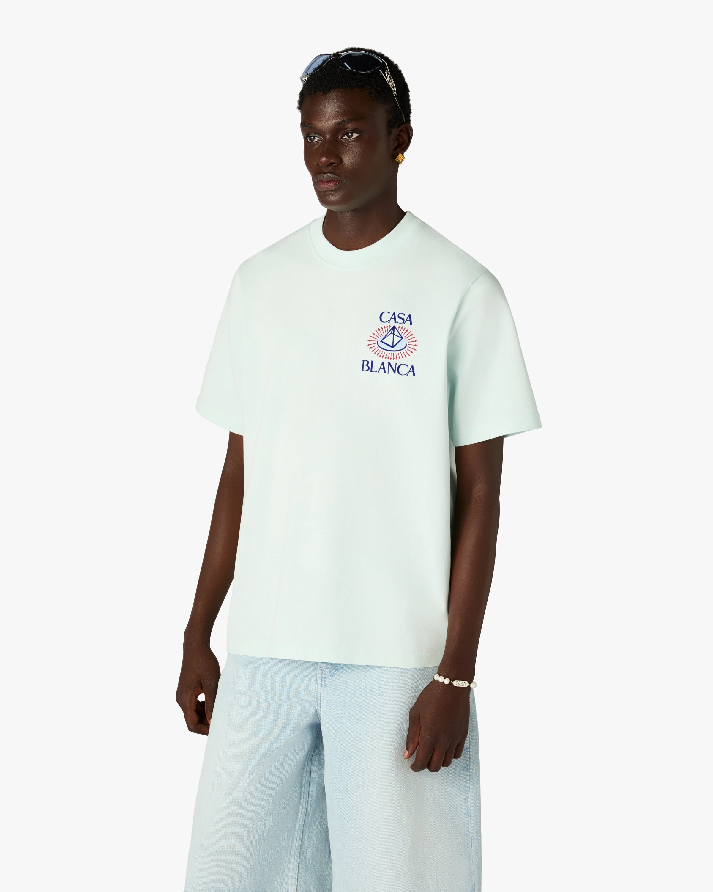 Casablanca Celestial Pyramid t-shirt cotone azzurra