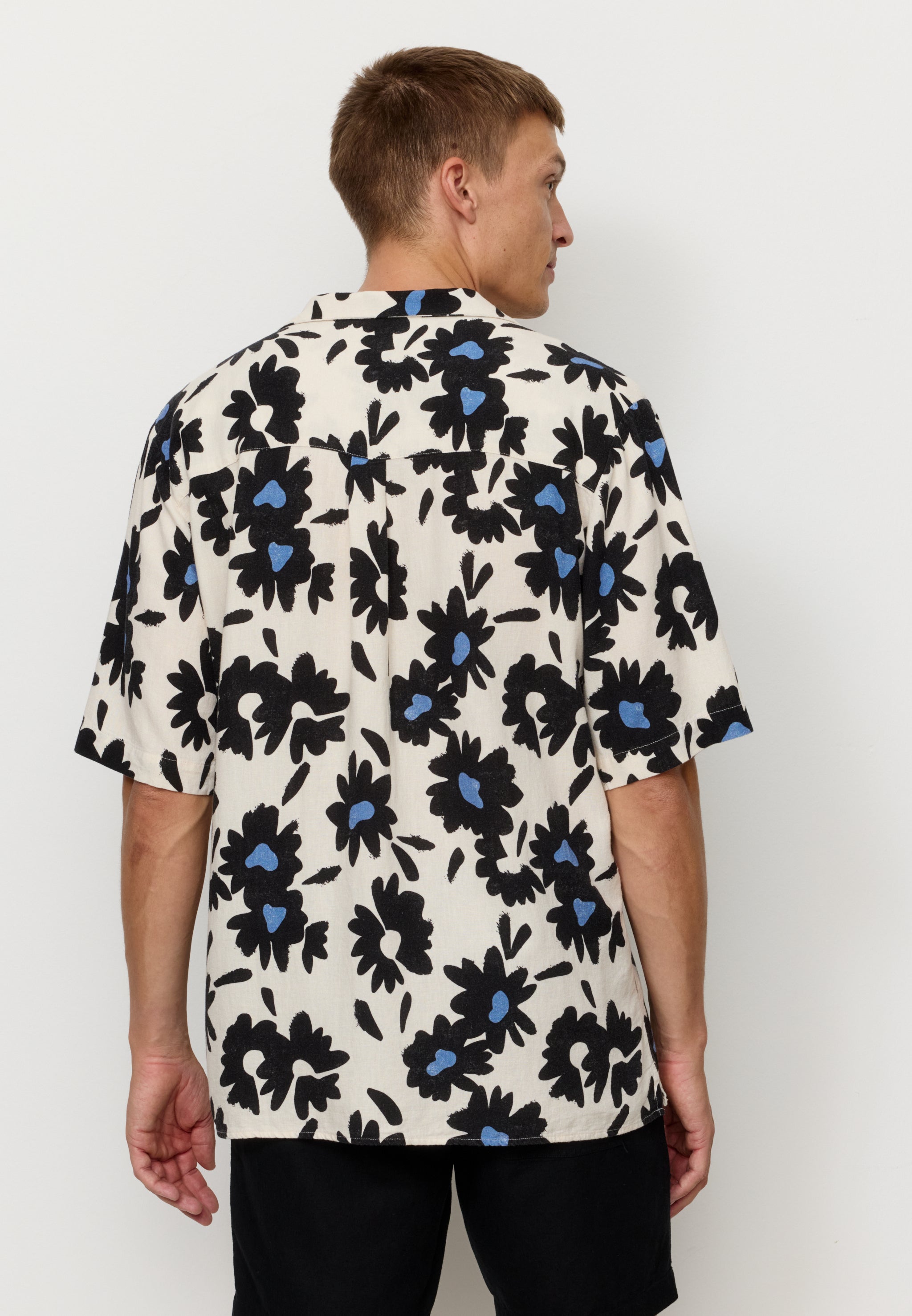 Recolution Cactus Bloom camicia uomo blu lino