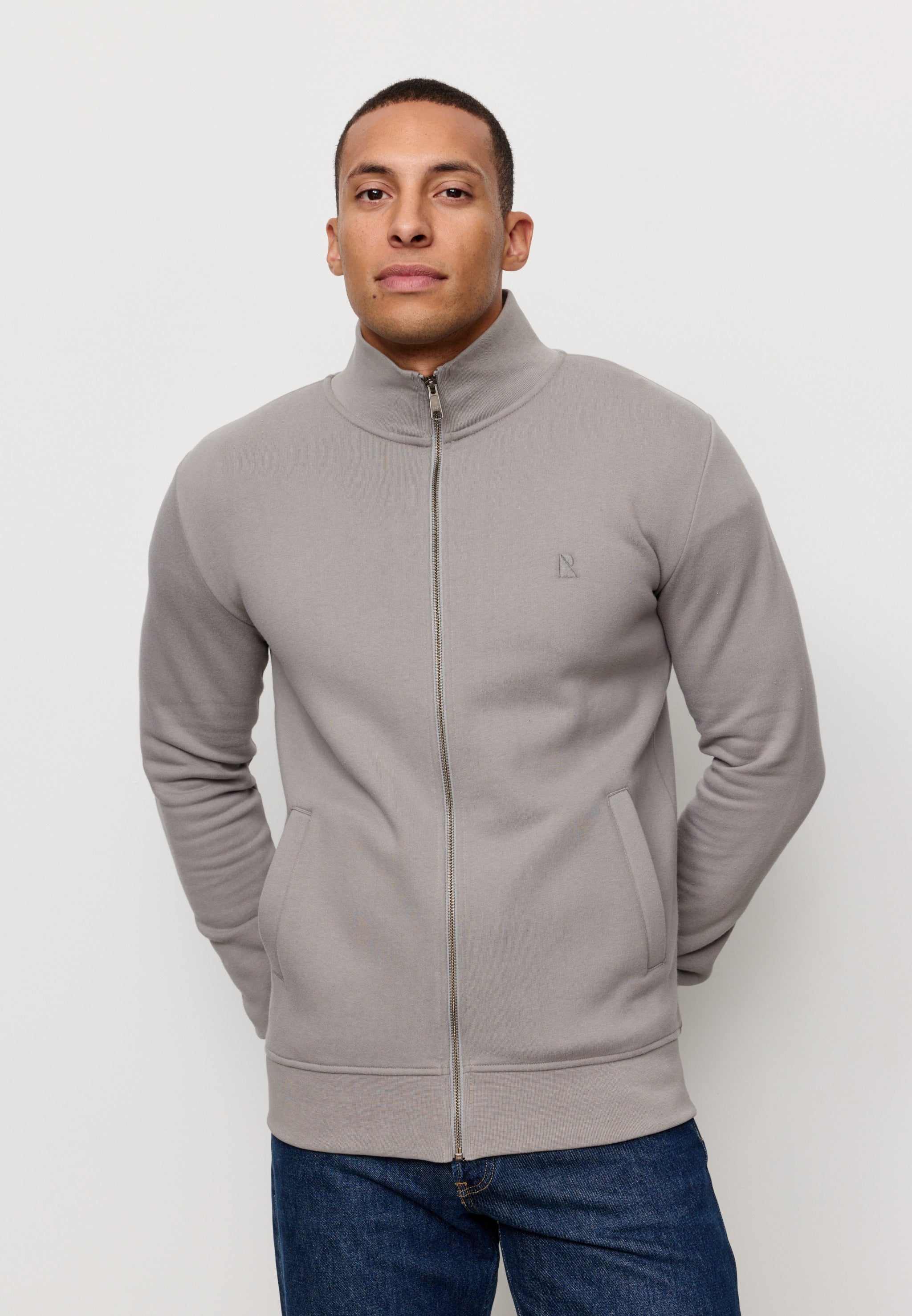 Recolution Camphor felpa zip greige cotone bio