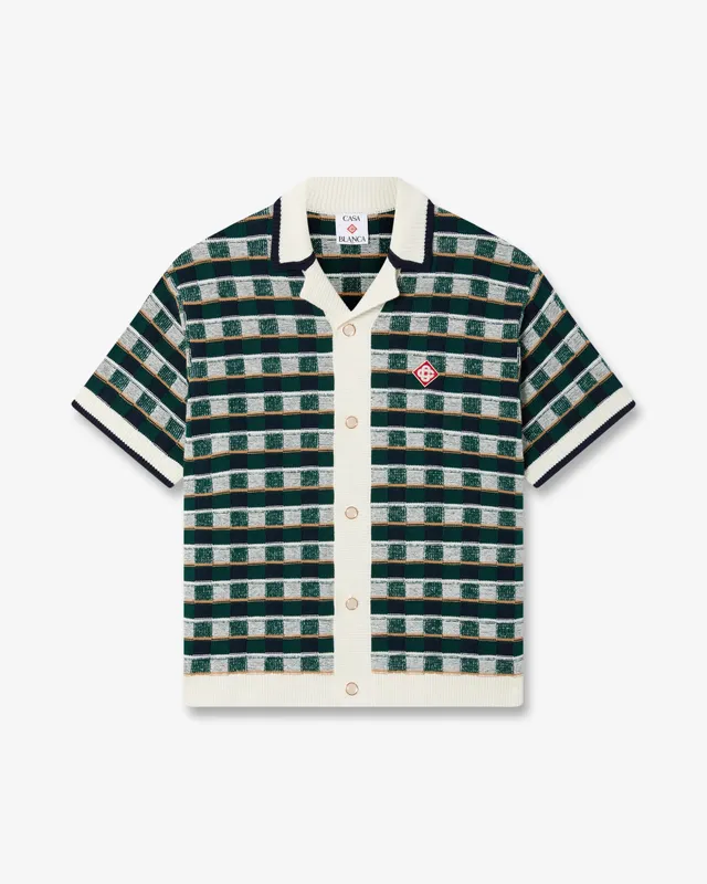 Casablanca Mosaic camicia crochet verde manica corta