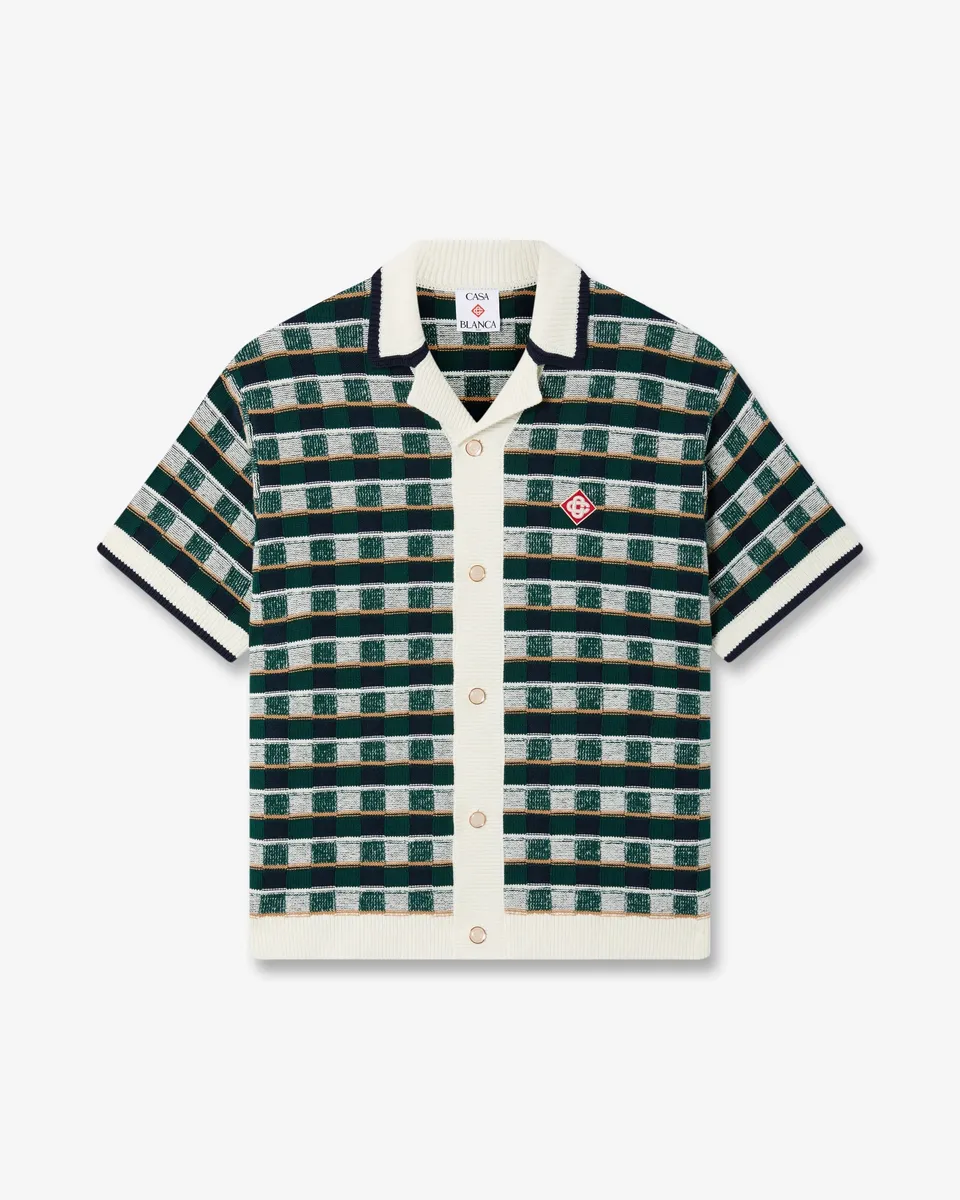 Casablanca Mosaic camicia crochet verde manica corta