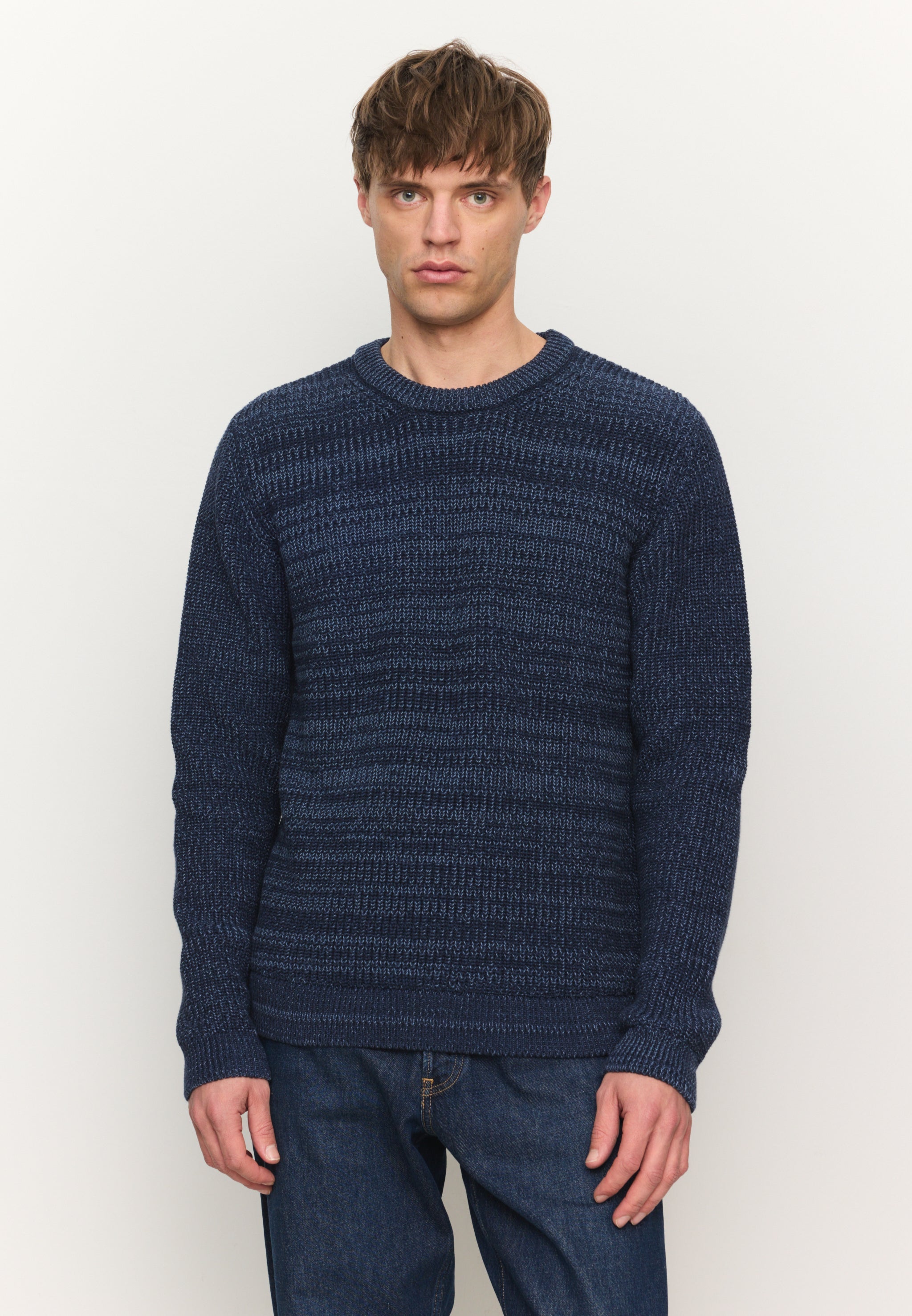 Recolution CRESS maglione blu cotone bio melange