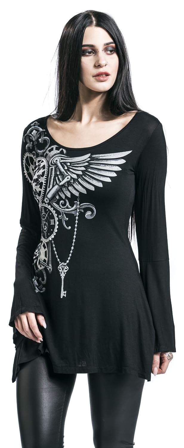 Gothicana by EMP Bat Country maglia nera maniche lunghe M