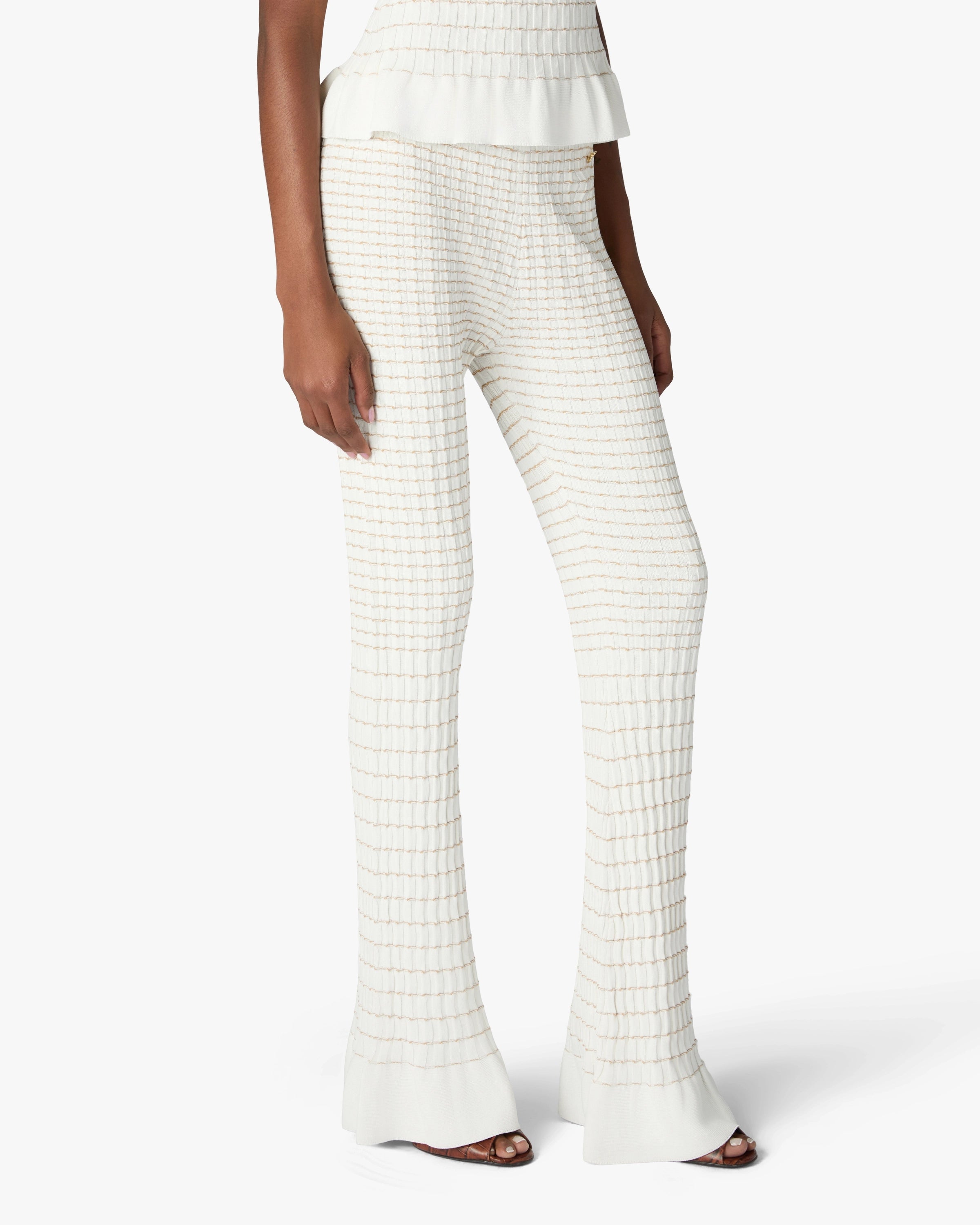 Casablanca Pleated Mosaic pantaloni bianchi plisse S