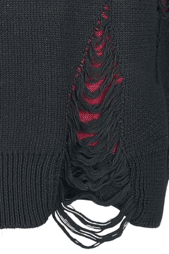 Gothicana by EMP Maglione Donna Nero Rosso M Destroyed