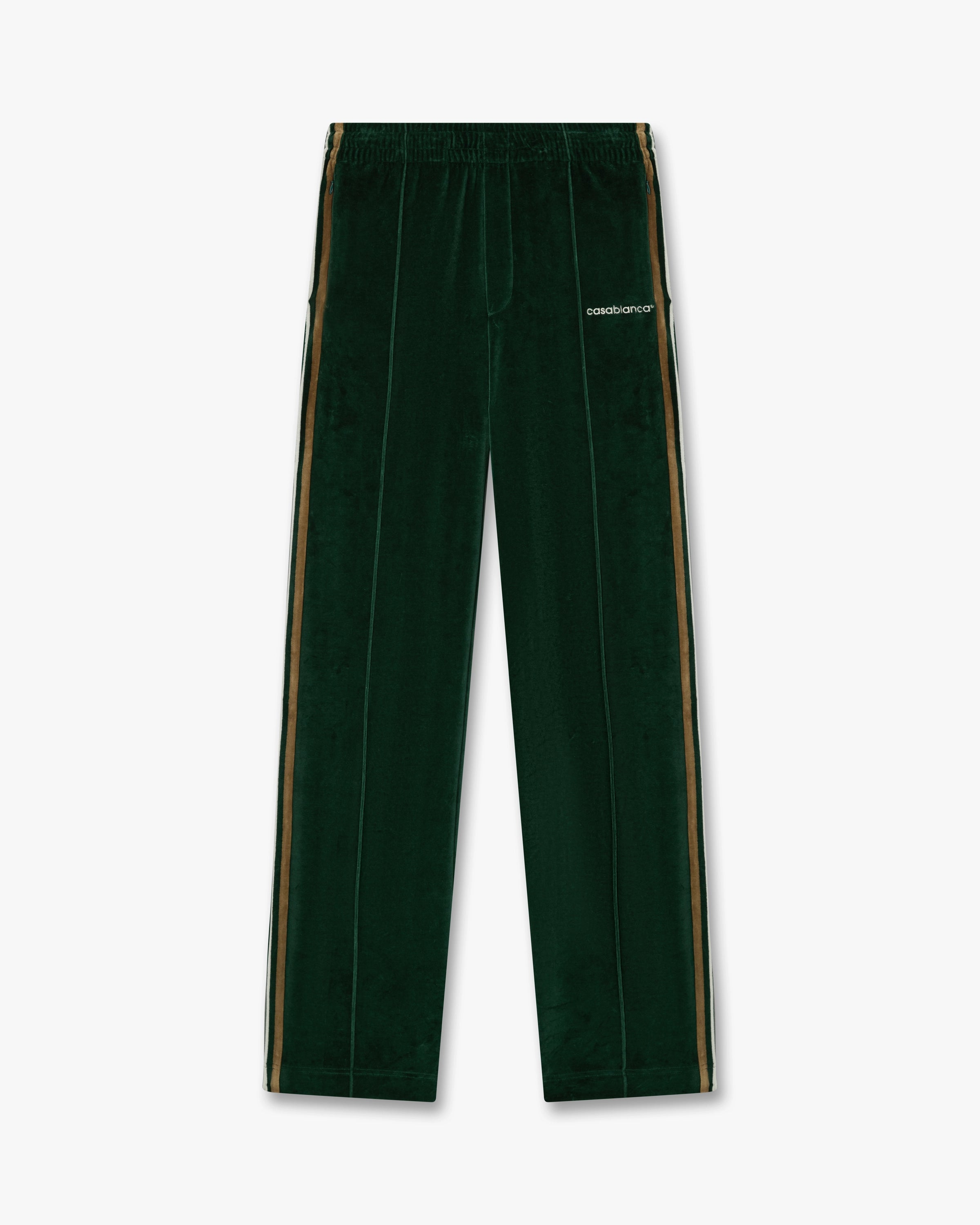 Casablanca Green Brown Stripe pantaloni tuta velluto verde
