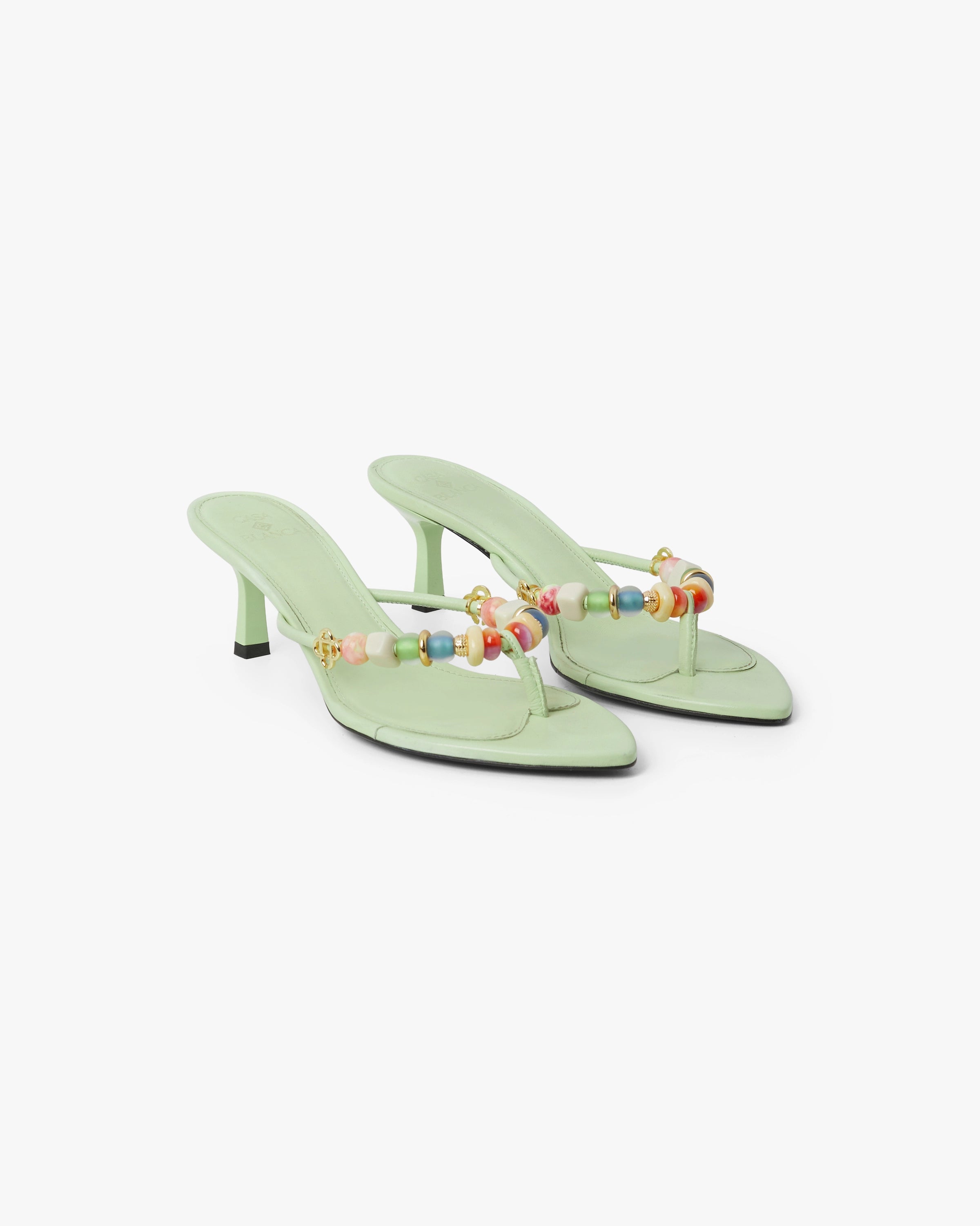 Casablanca Mint Beaded sandali donna menta pelle tacco 7cm