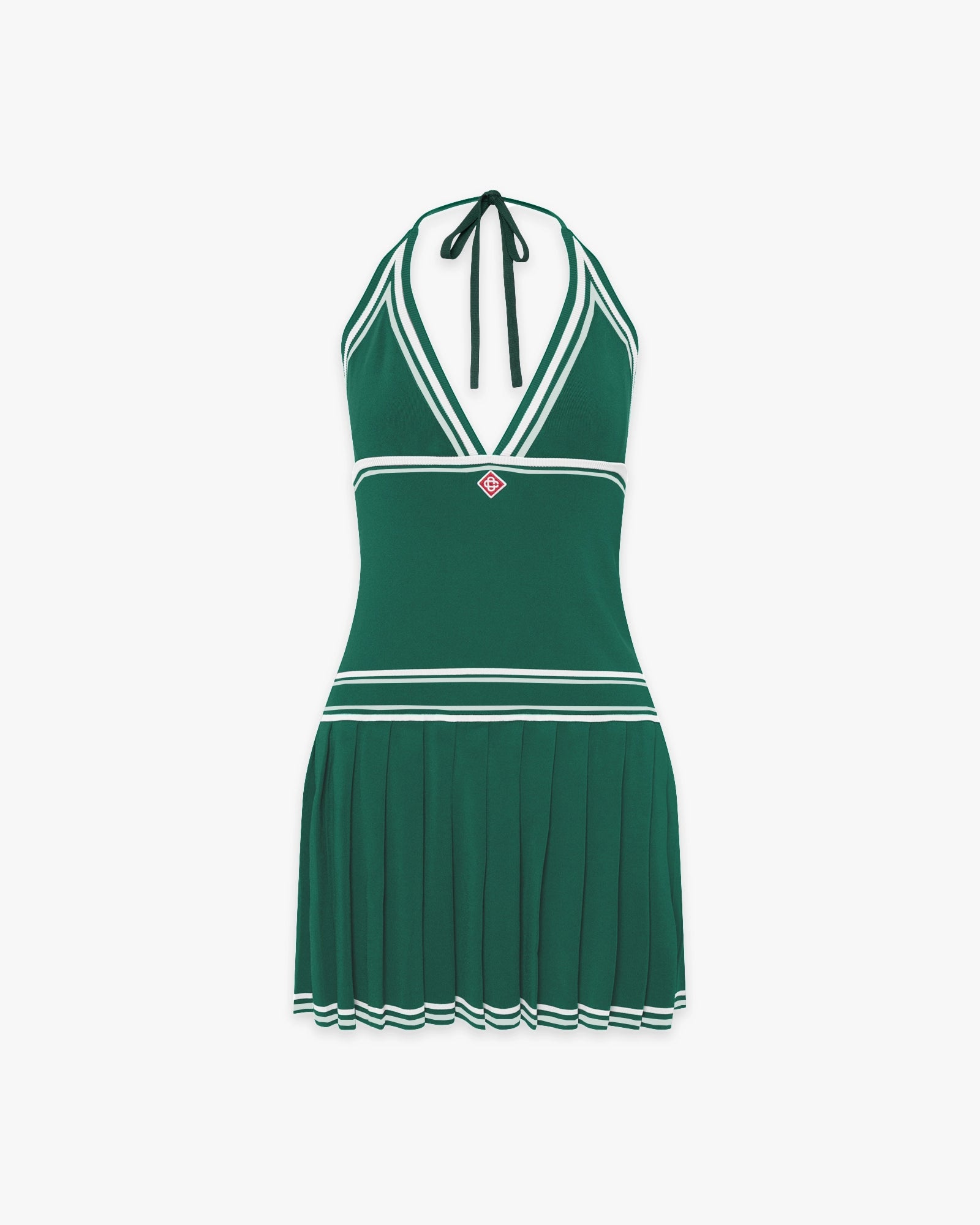 Casablanca Halter mini abito verde plissettato